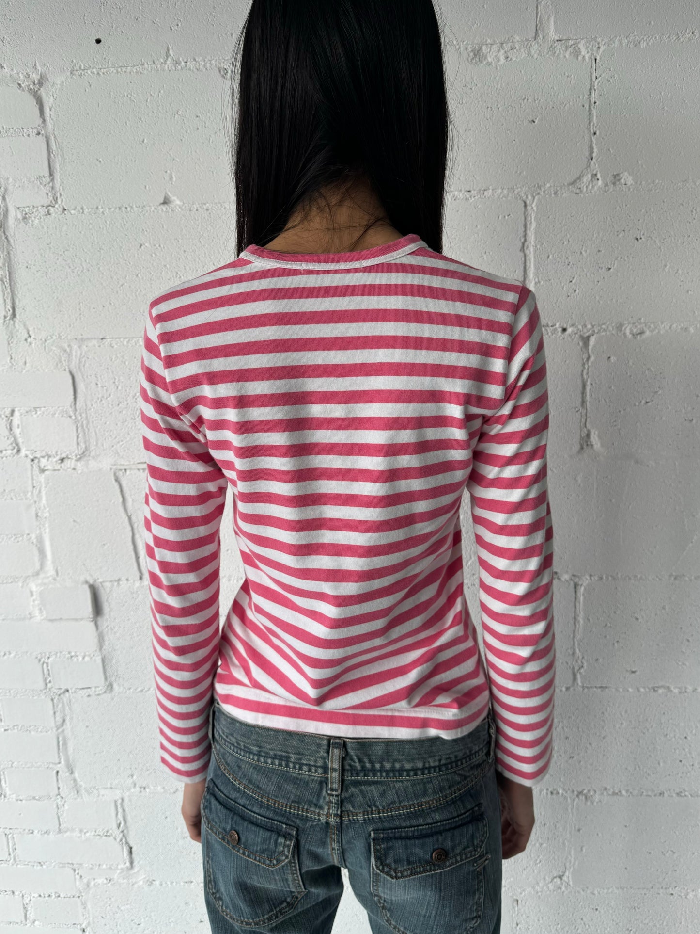 striped long sleeve white / pink