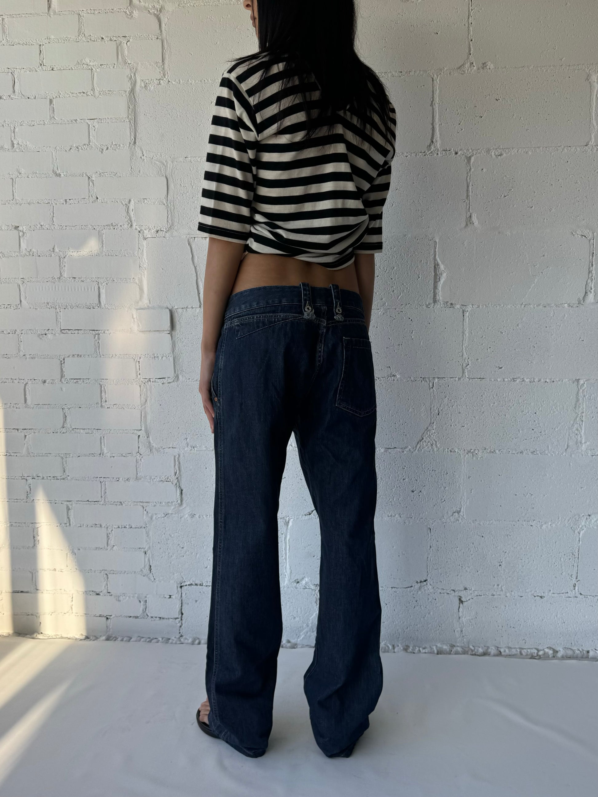 baggy belt jeans dark wash