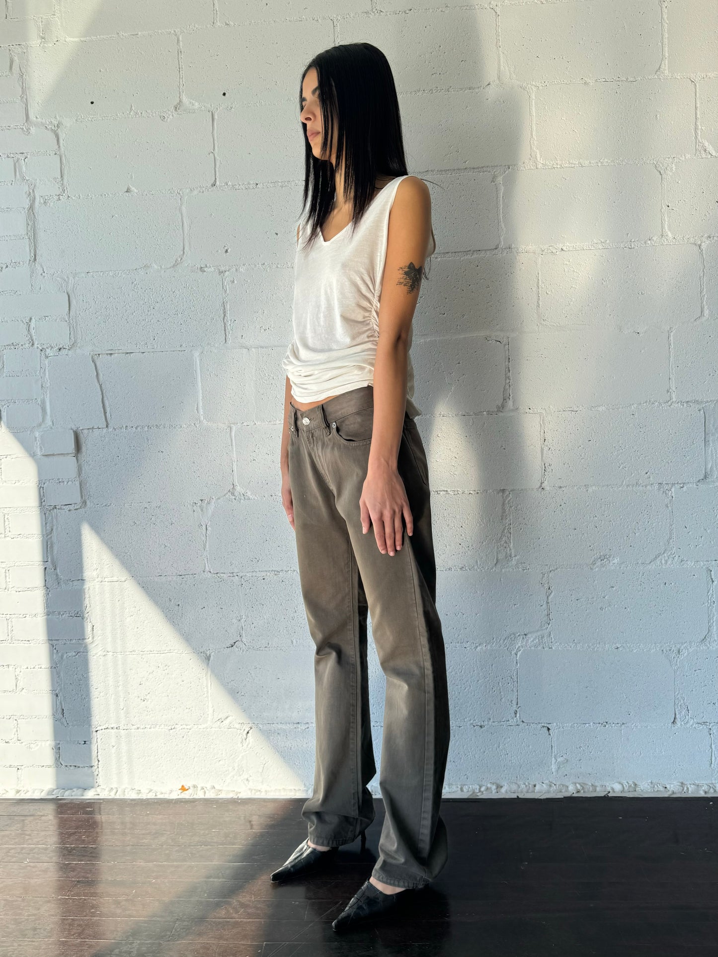 ruched cotton tank