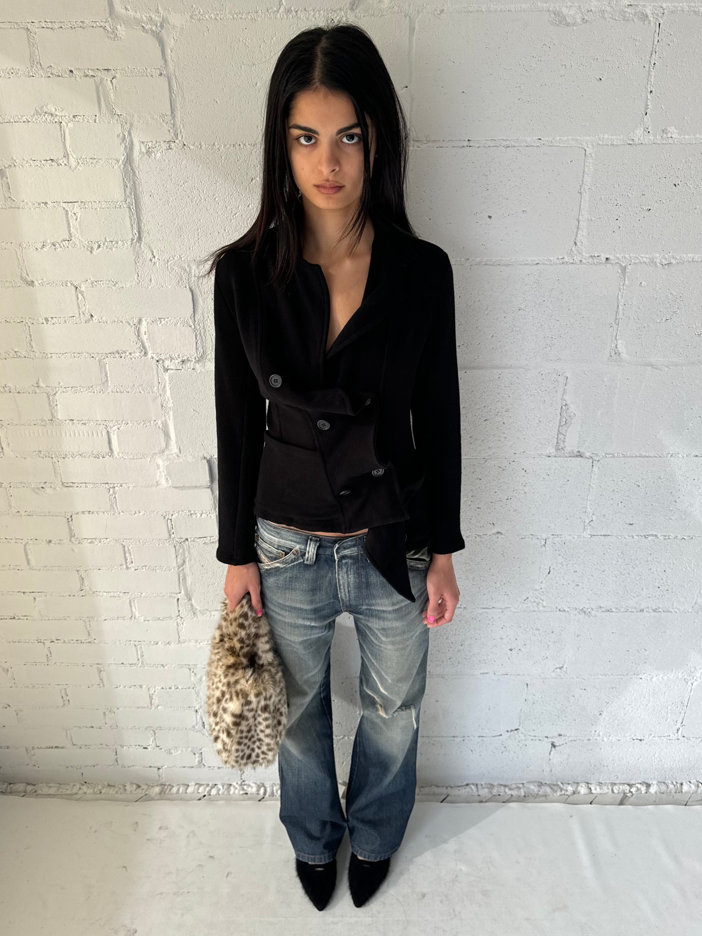 knit sweatshirt jacket / back