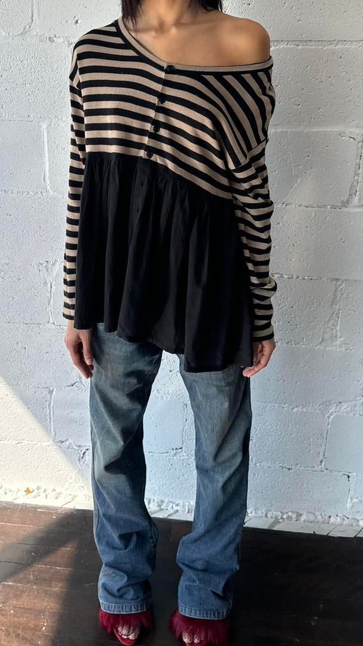 striped tiered cardigan