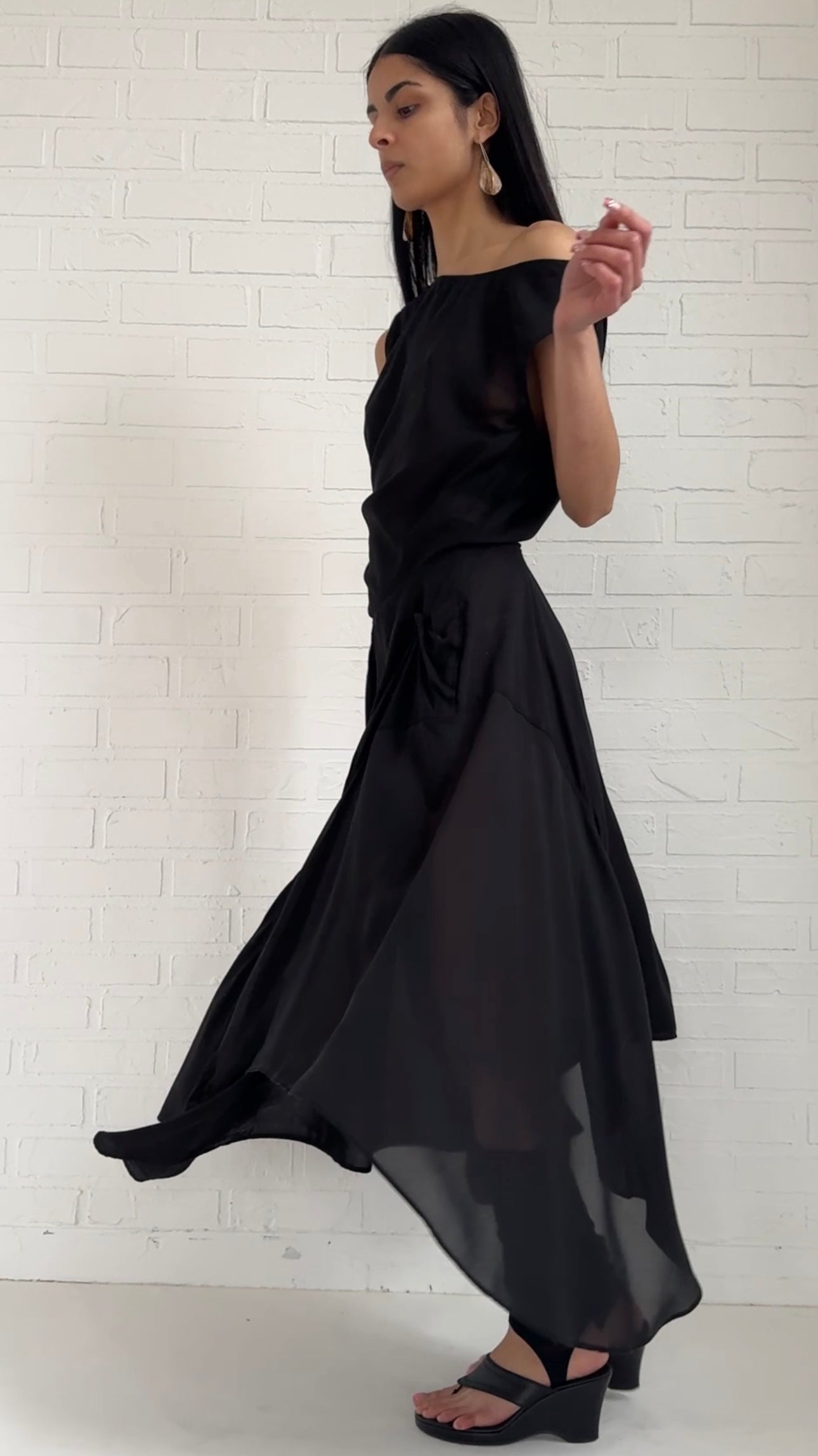 silk cut out maxi dress