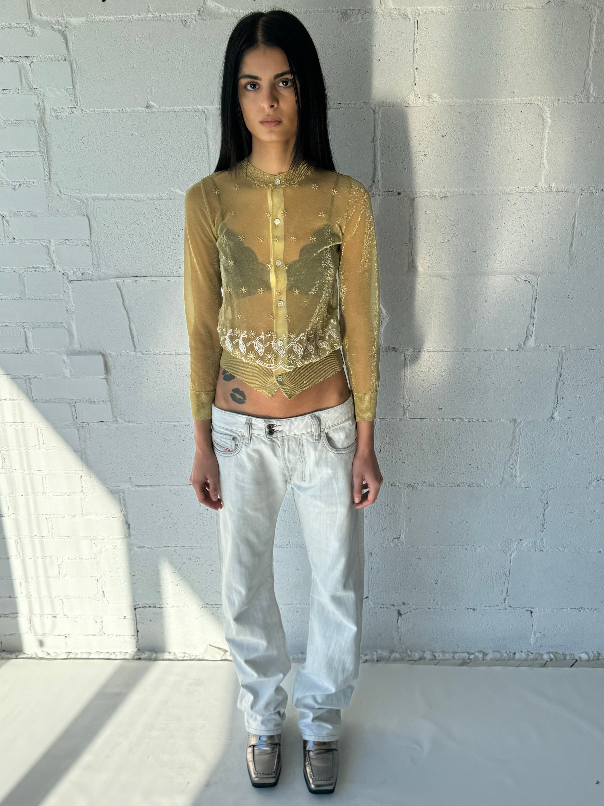 baggy boot cut yellow pocket jeans 29