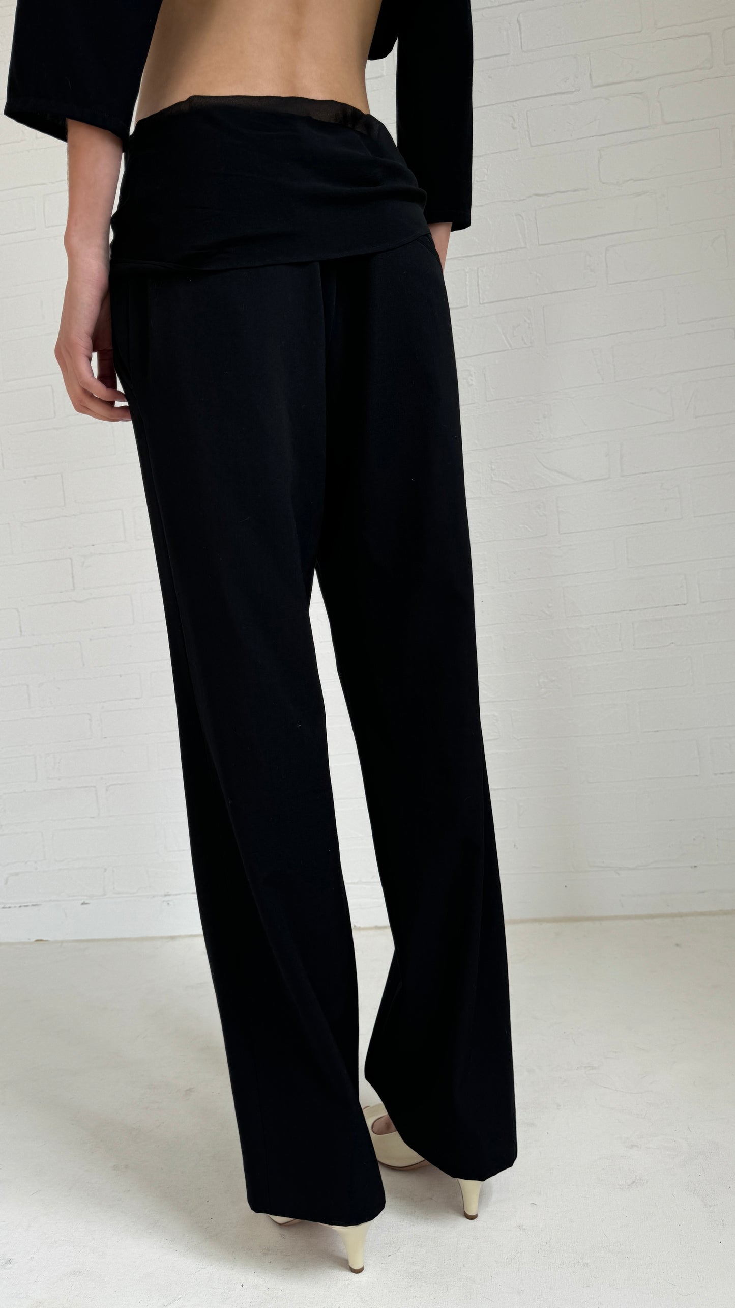 silk belt wool pants
