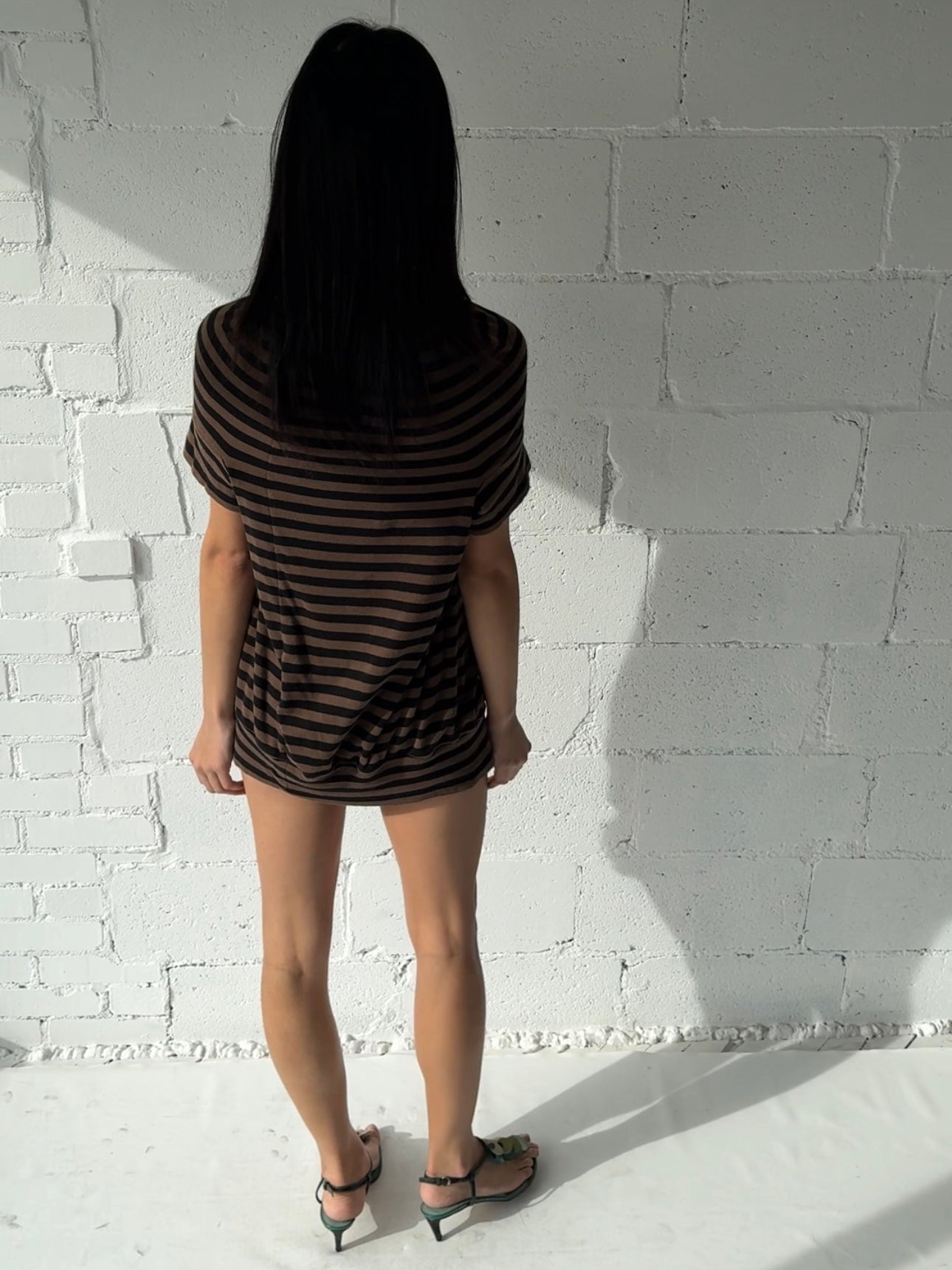 '07 stripe mini dress / brown