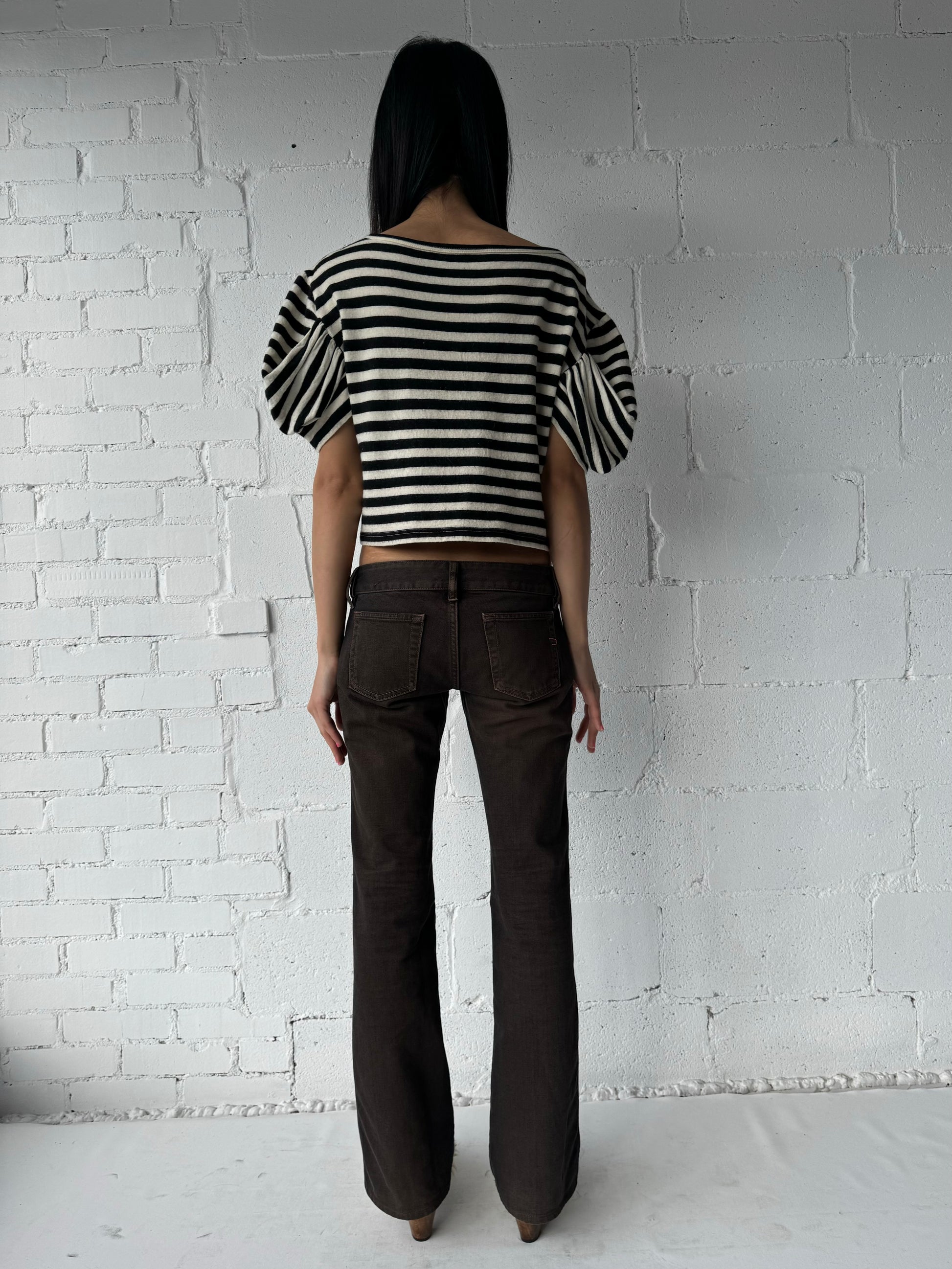 '09 FW wool striped cropped sweater