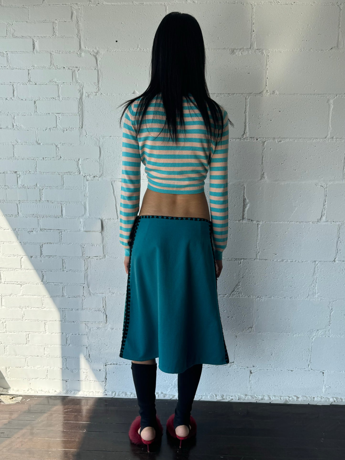 silk knit striped cardigan