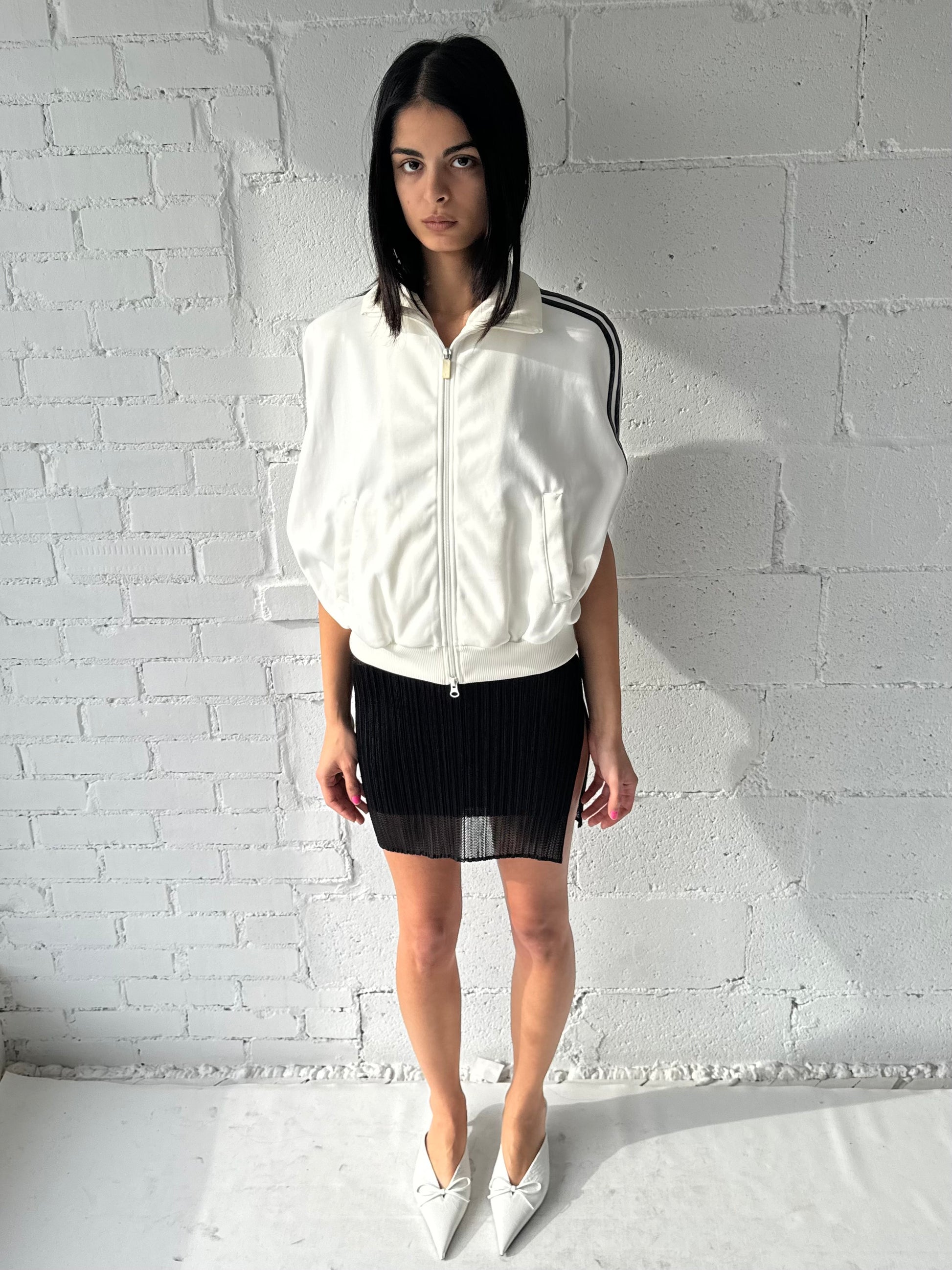 '04 track jacket cape/ white