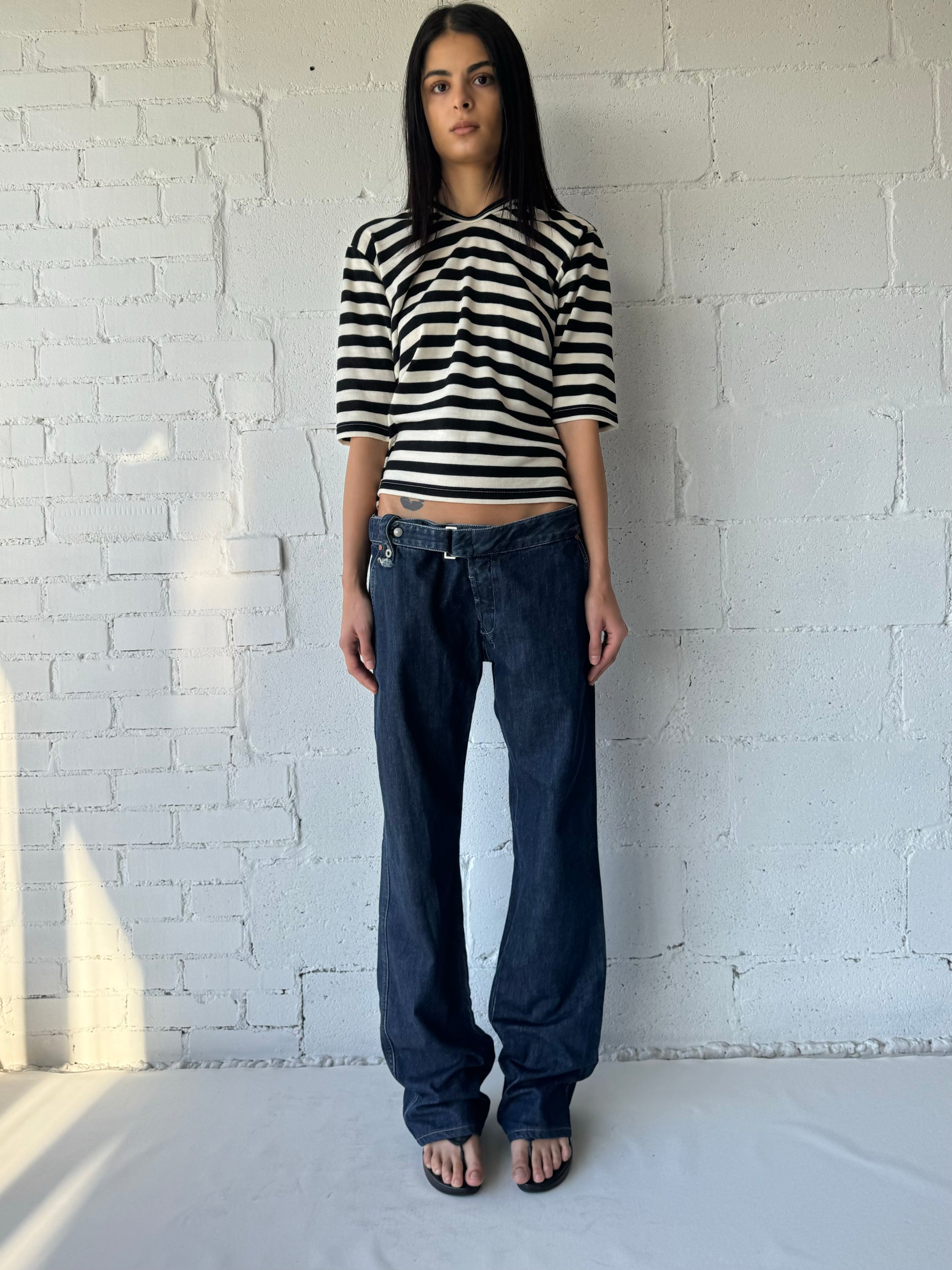 baggy belt jeans dark wash