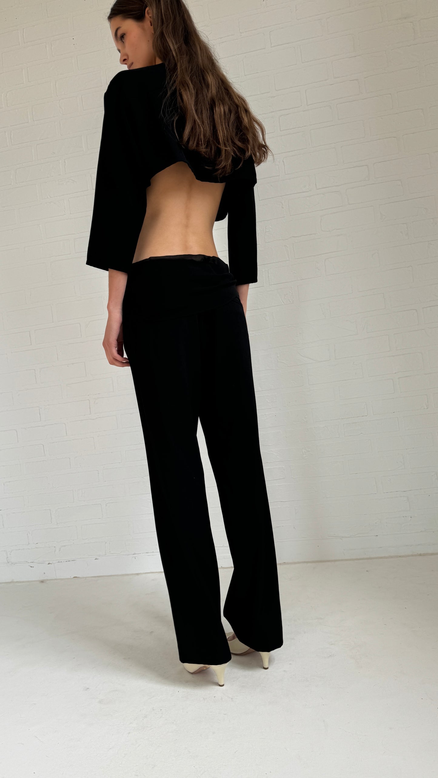 silk belt wool pants