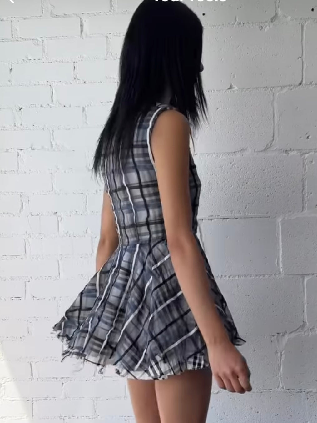 reversible silk taffeta check mini dress