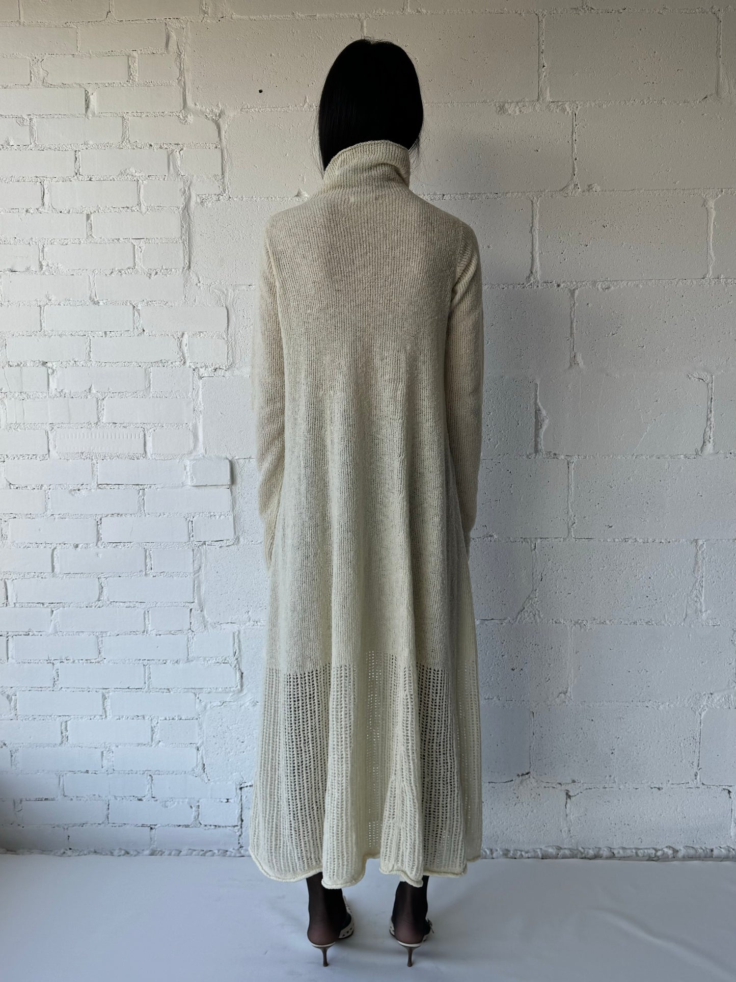 wool knit maxi dress / off white