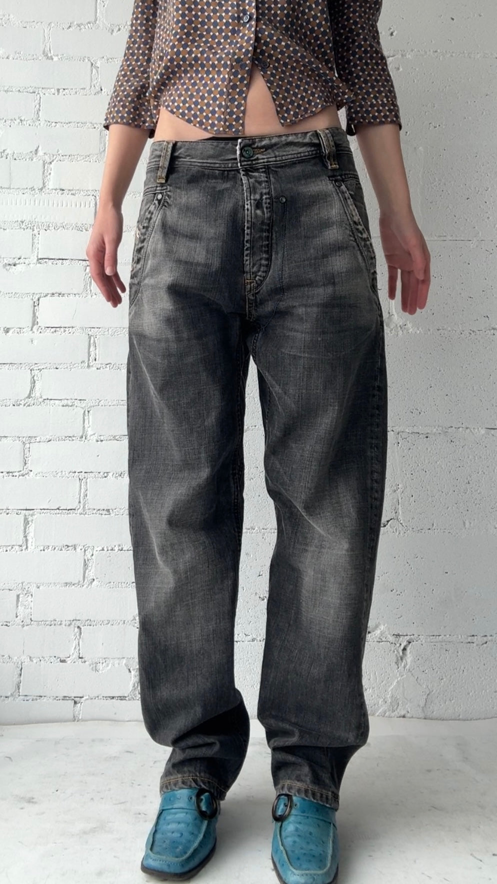 baggy straight jeans / grey wash