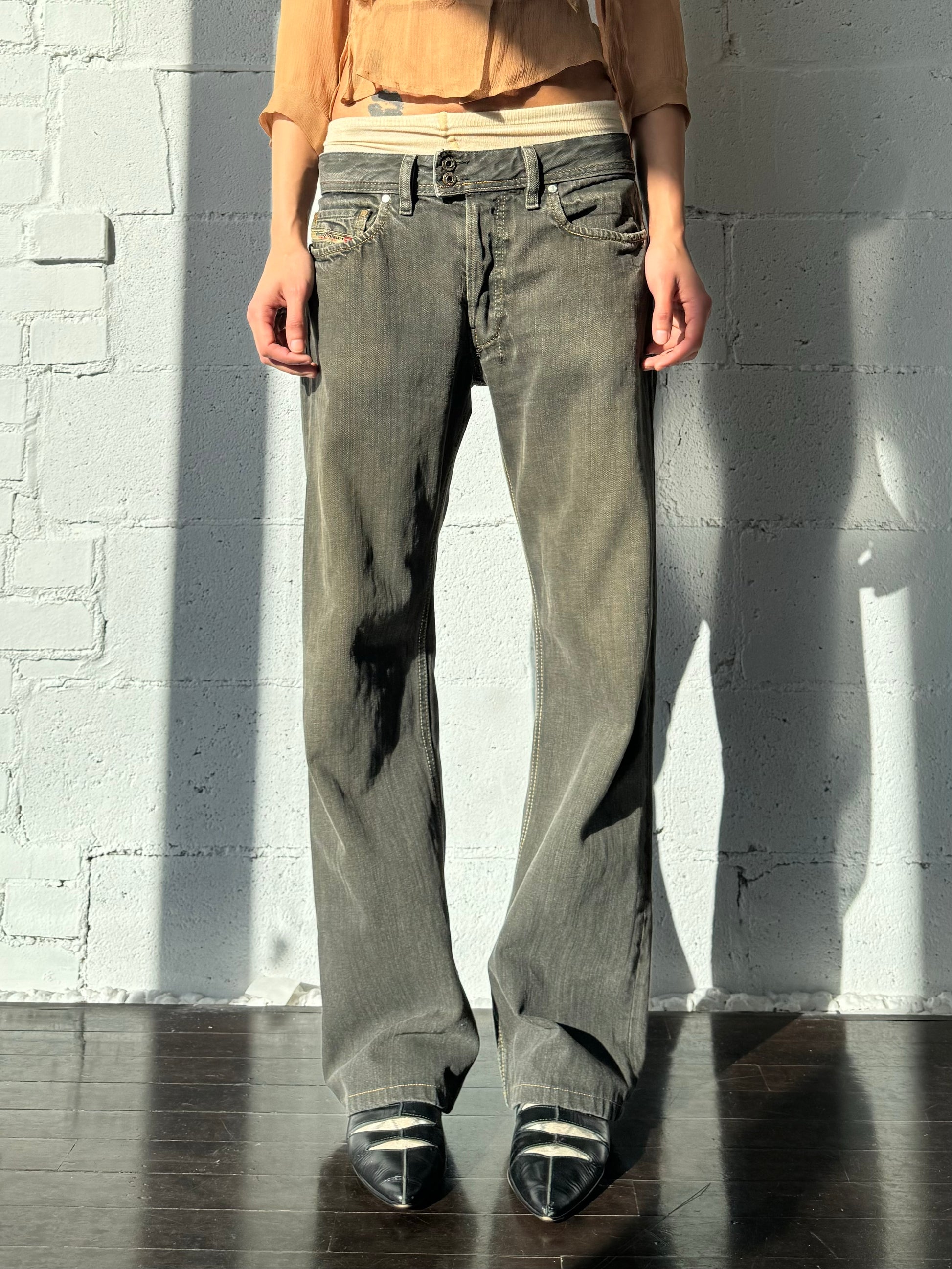 2 tone jeans grey black