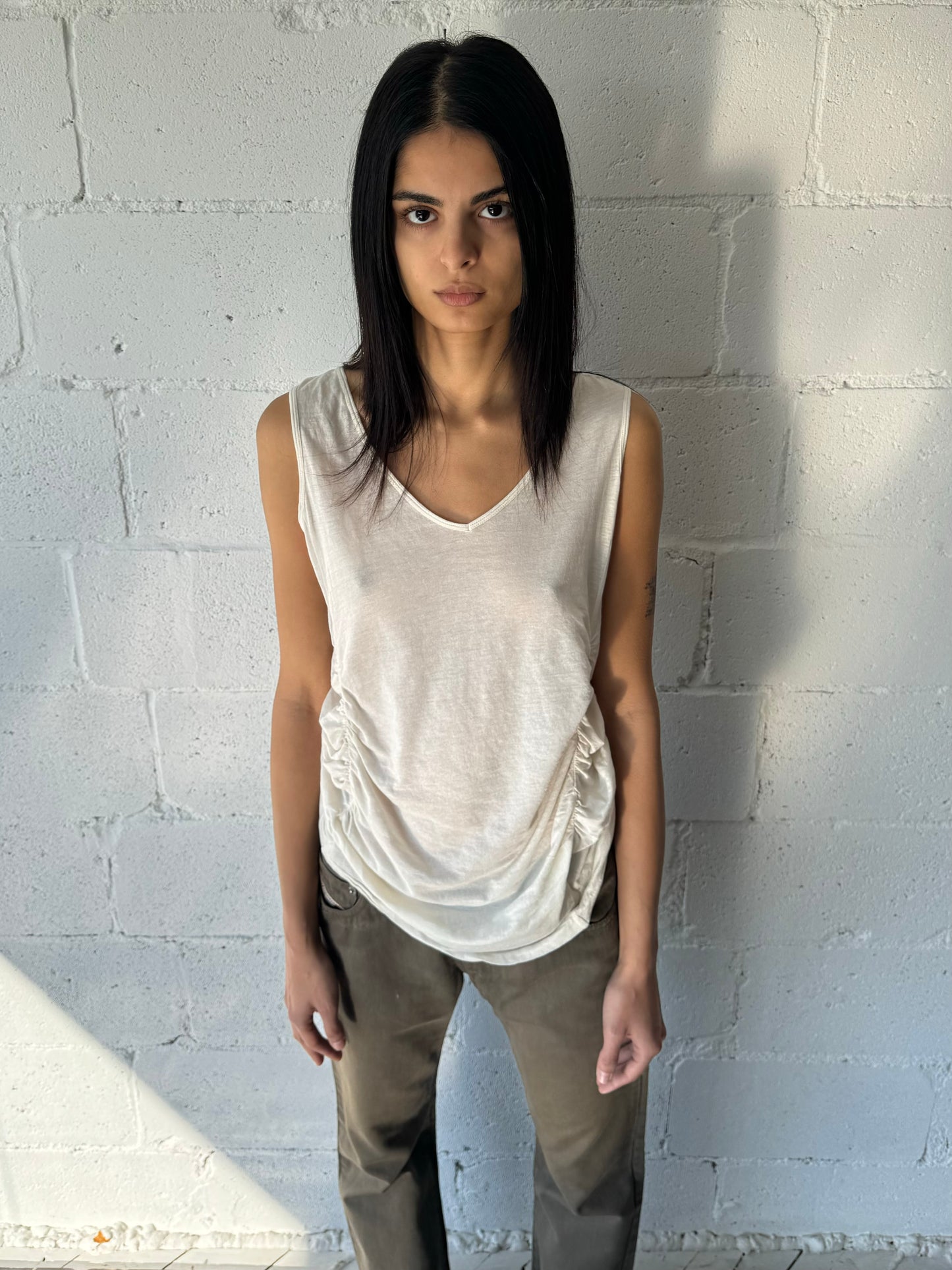 ruched cotton tank