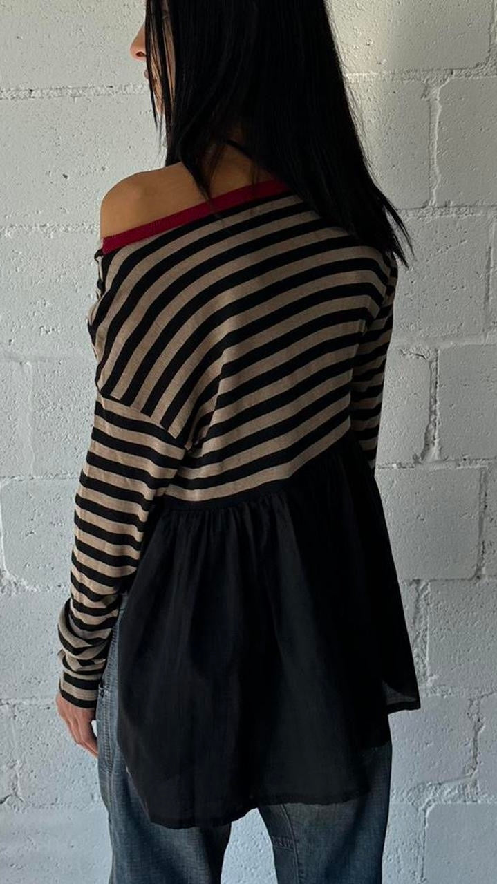 striped tiered cardigan