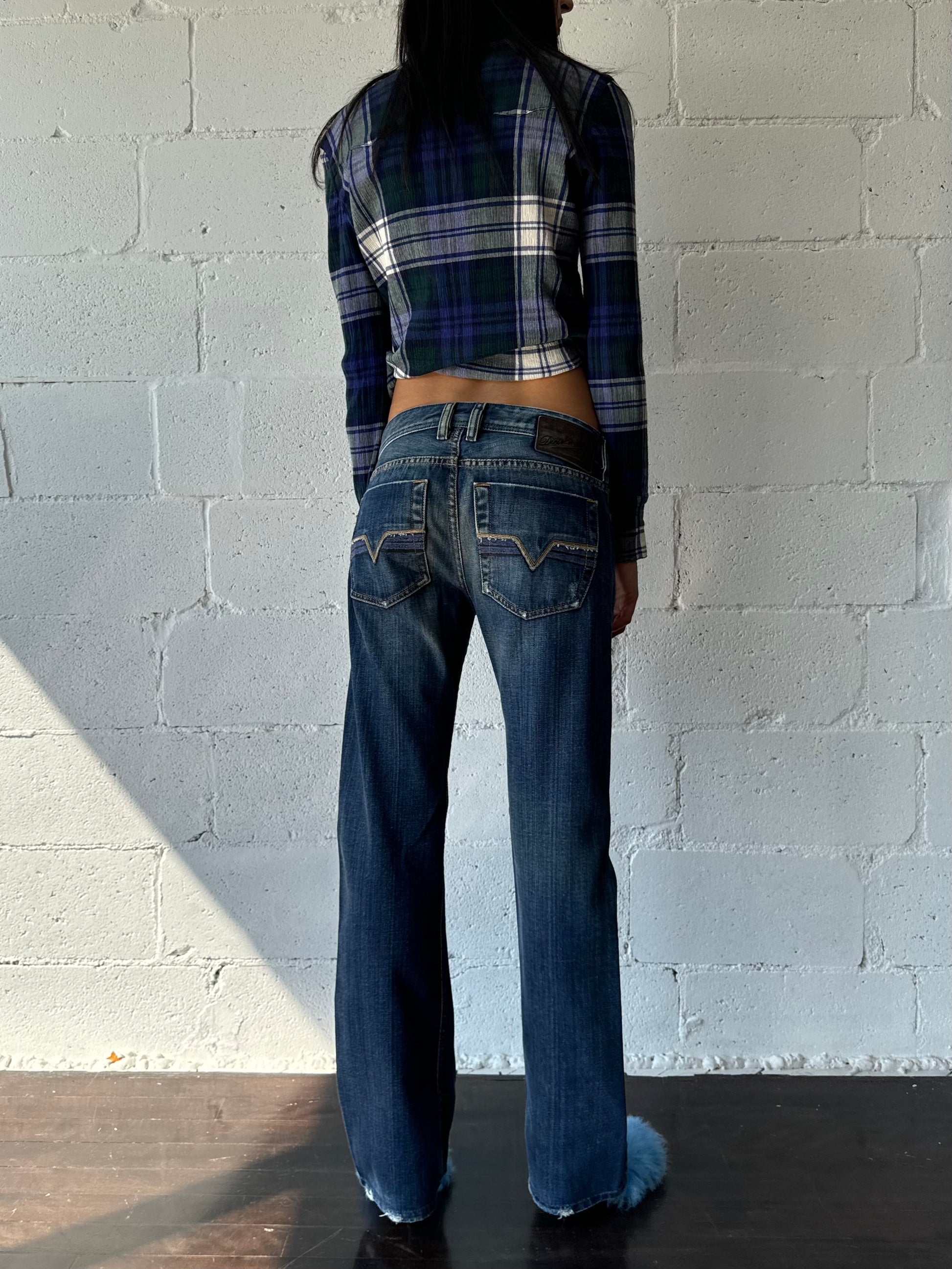 blue mid rise jeans small