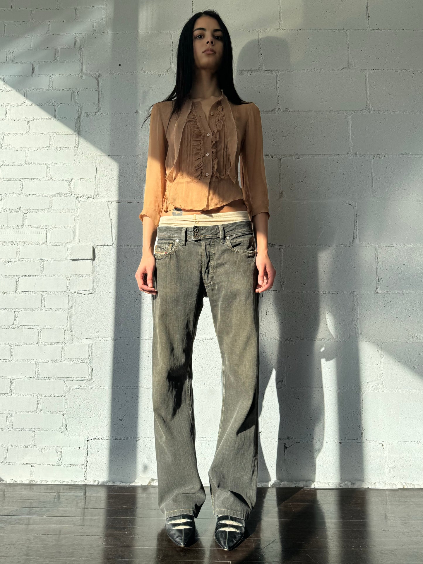 2 tone jeans grey black