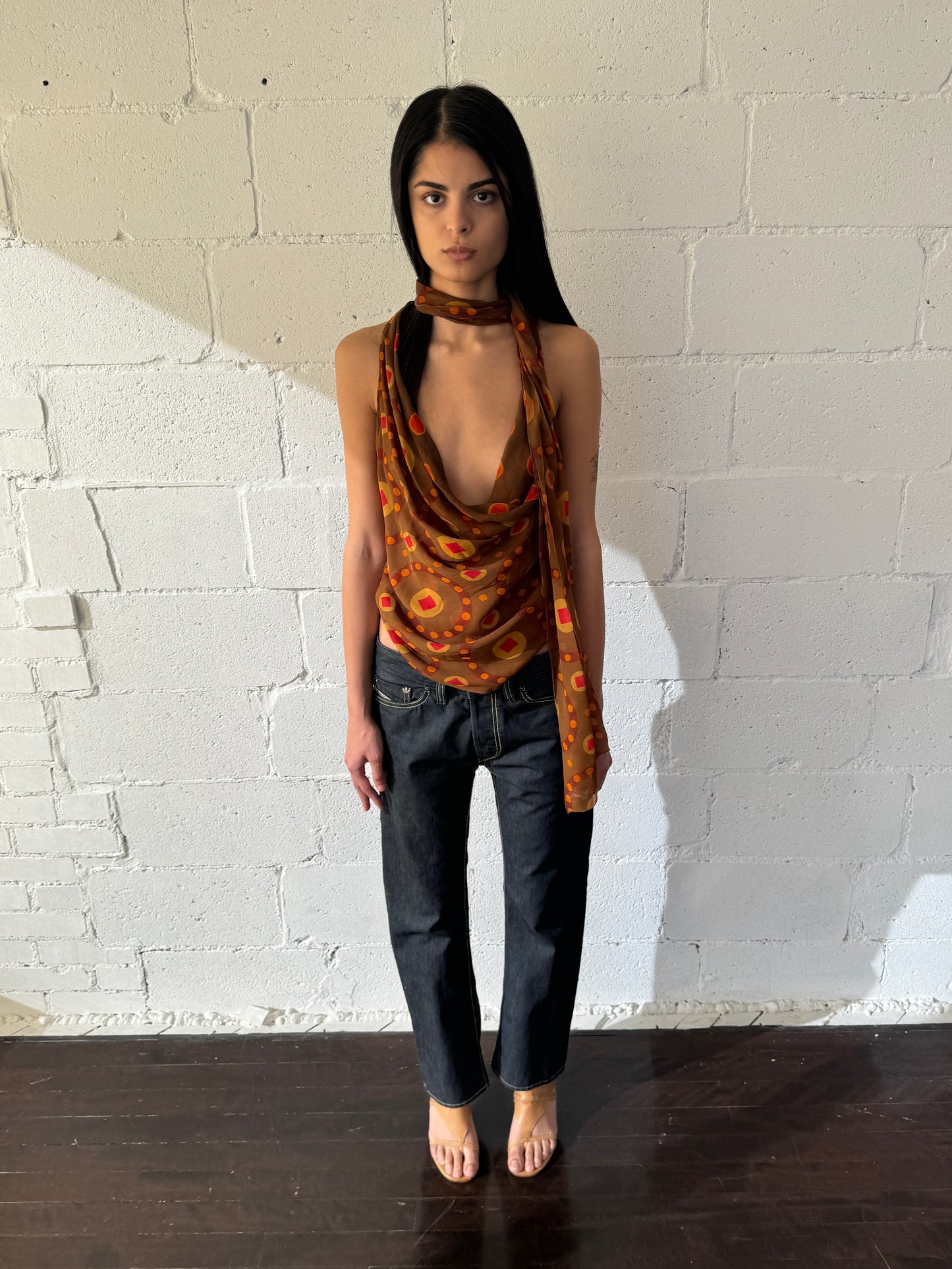 silk scarf top