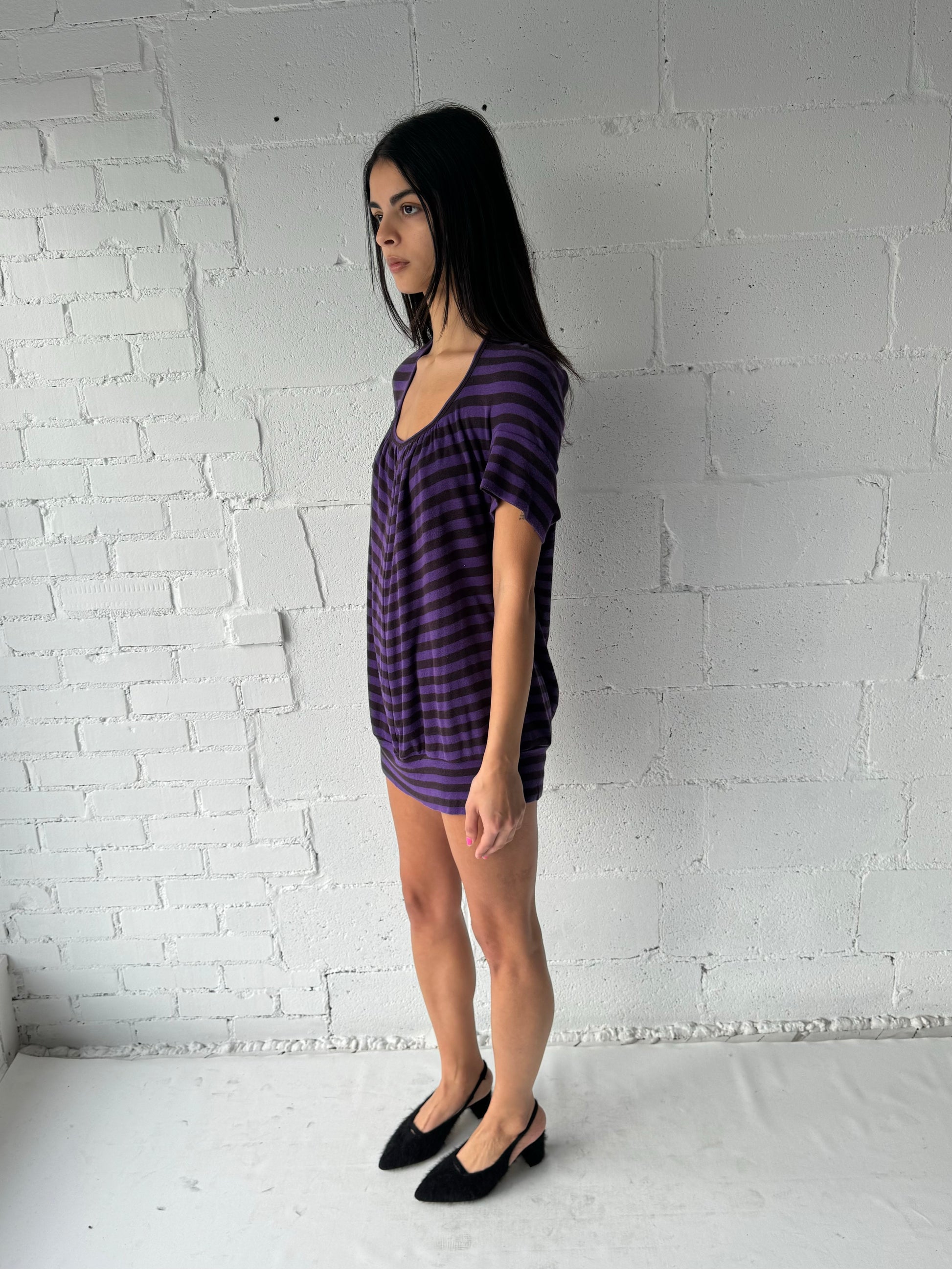 '07 mini dress purple / brown stripe