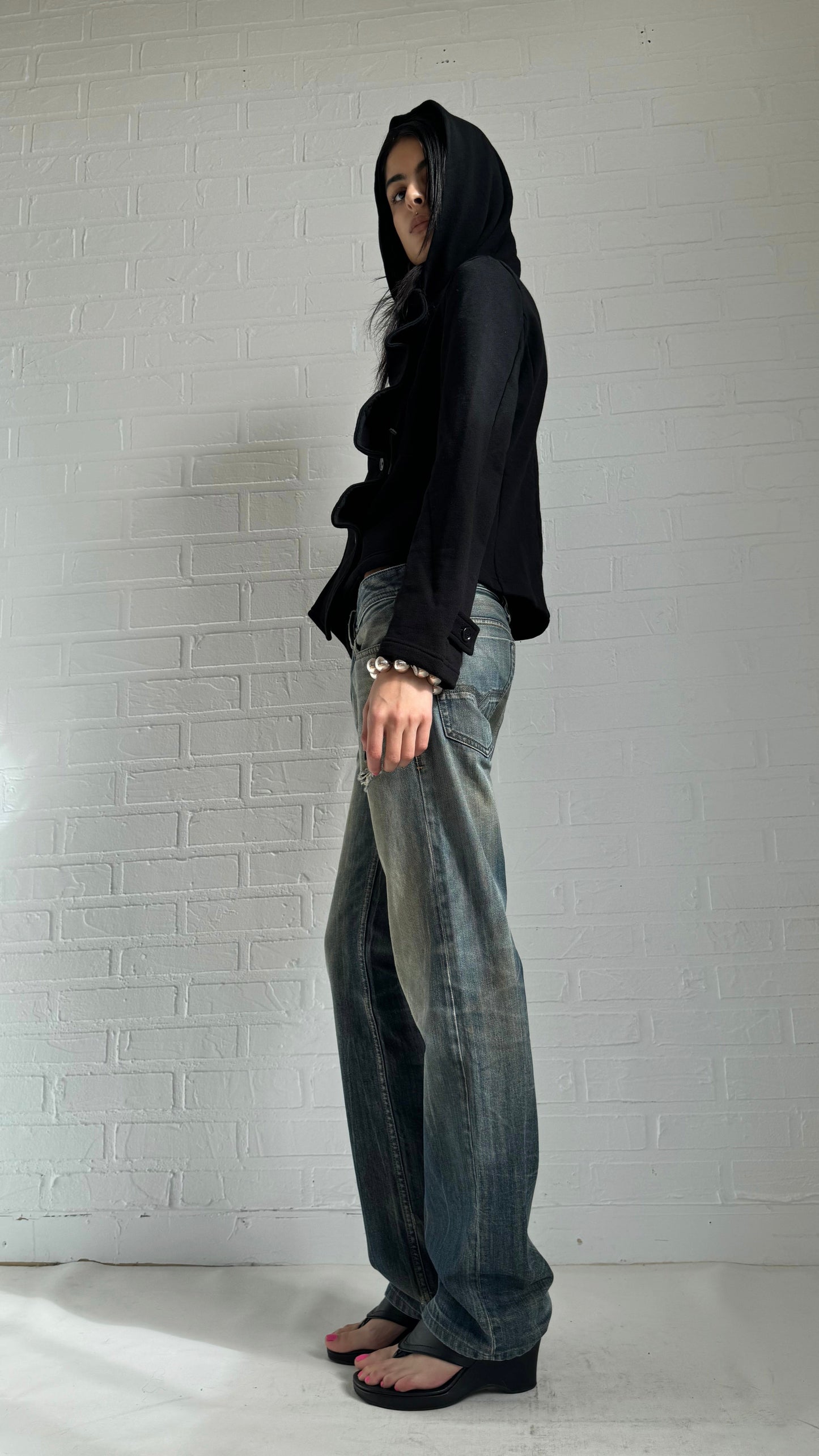ruched hoodie jacket