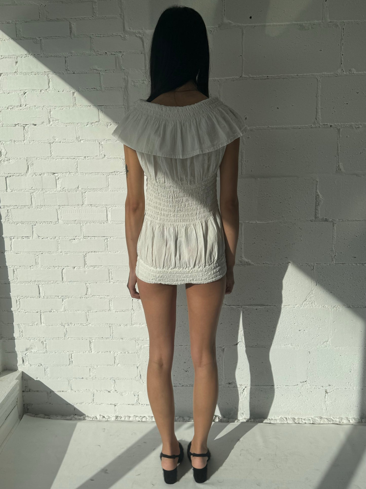 crepe mini dress / white