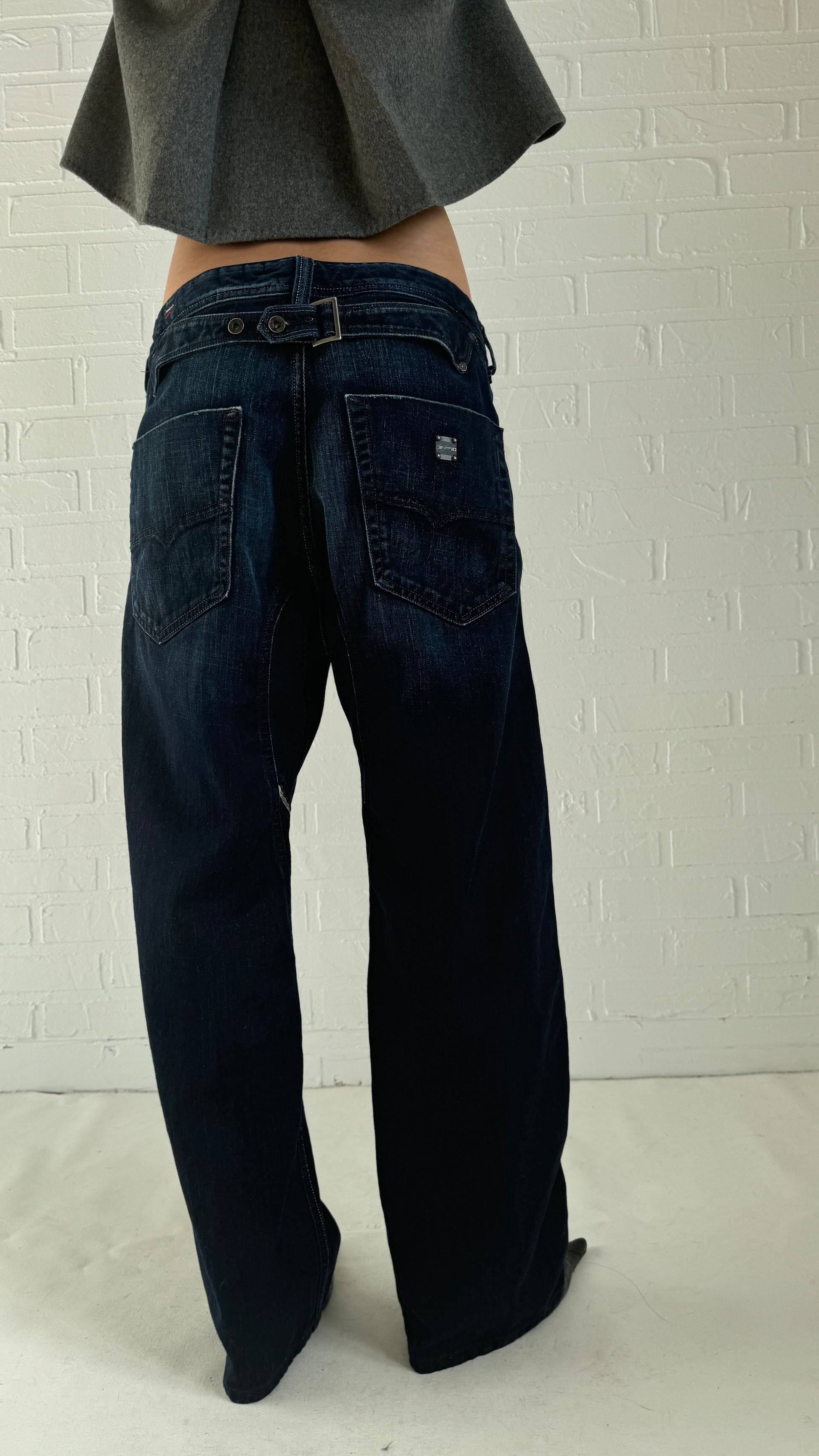 cinch back belt jeans