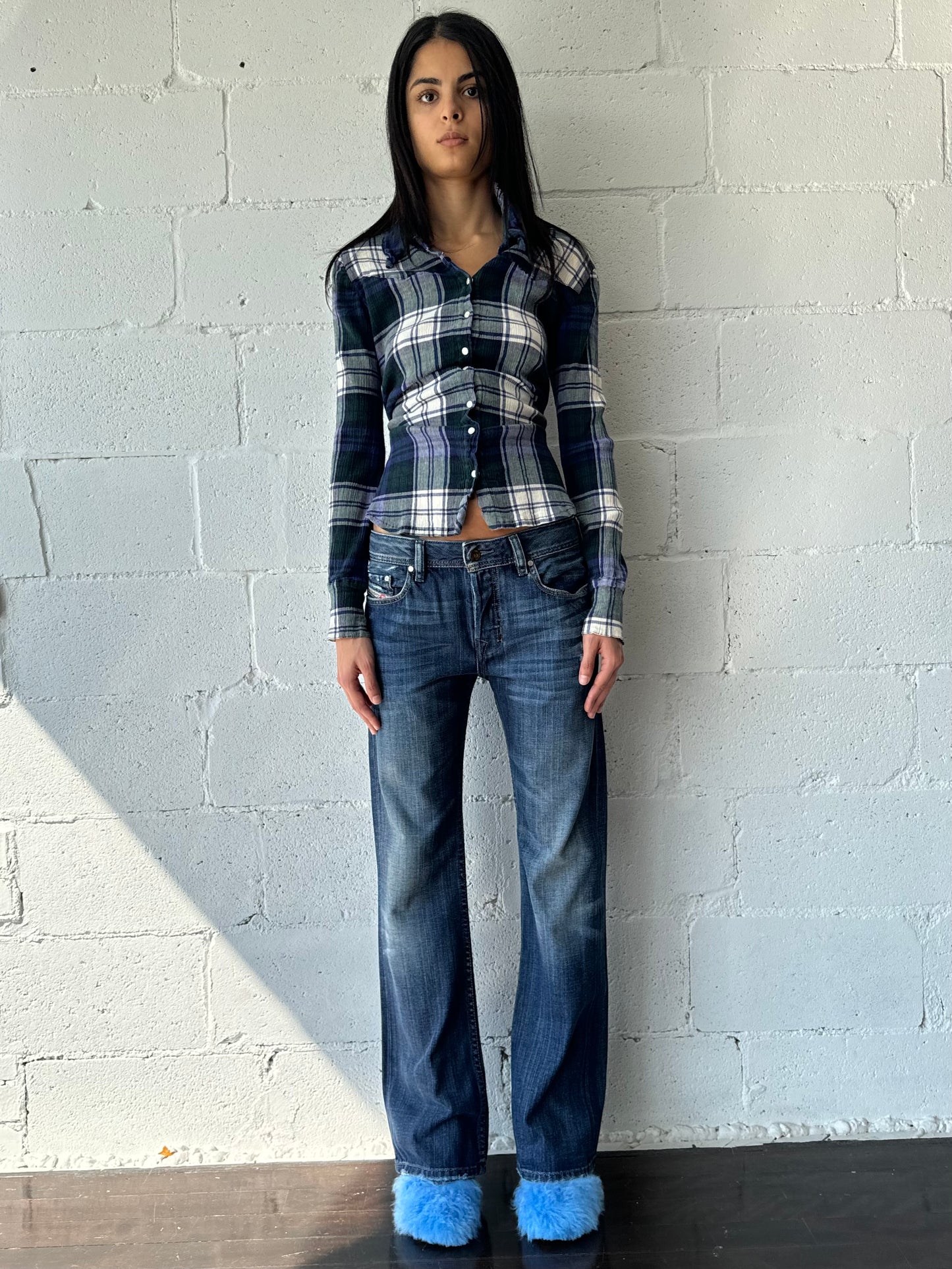 blue mid rise jeans small