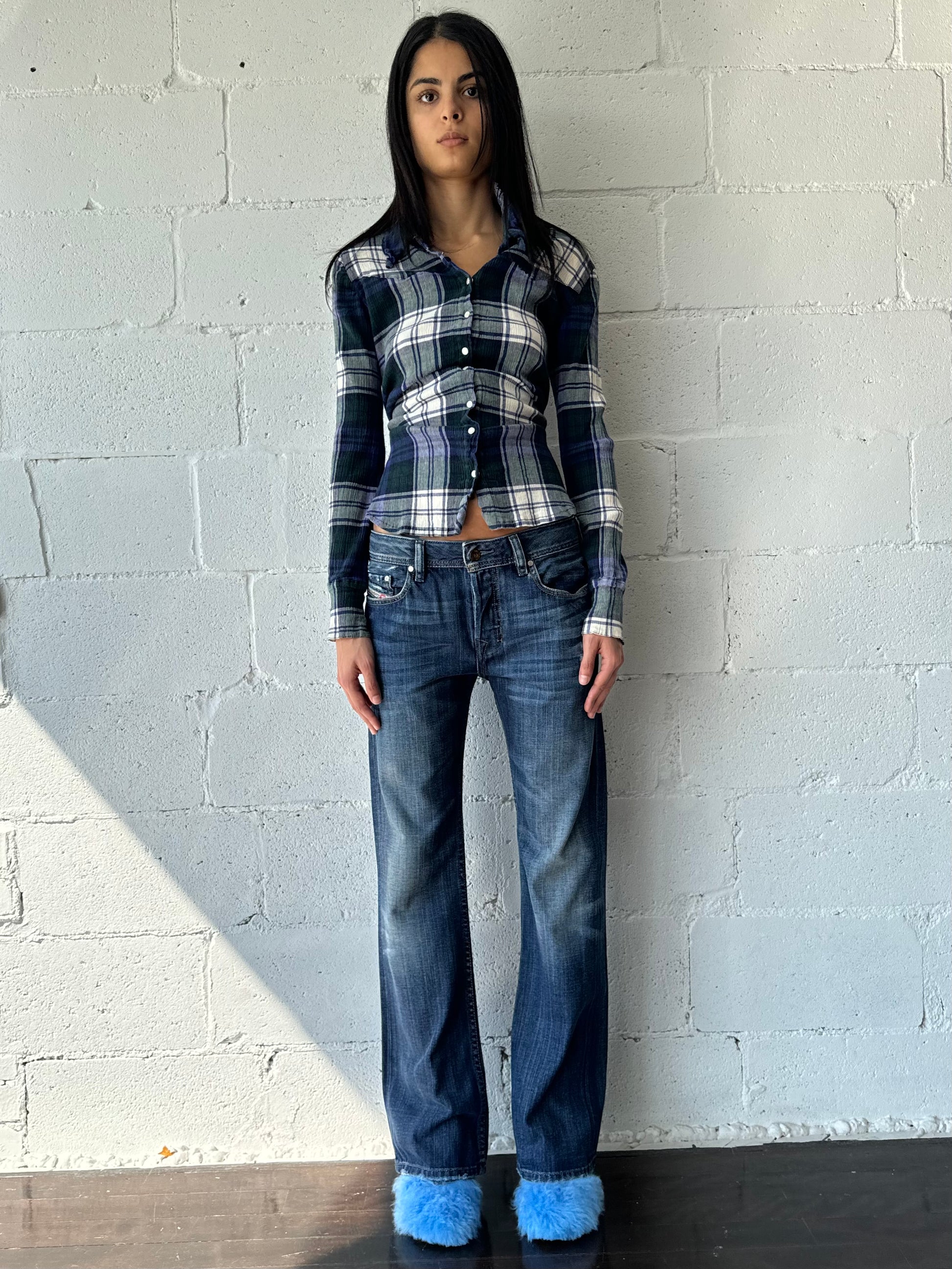 blue mid rise jeans small