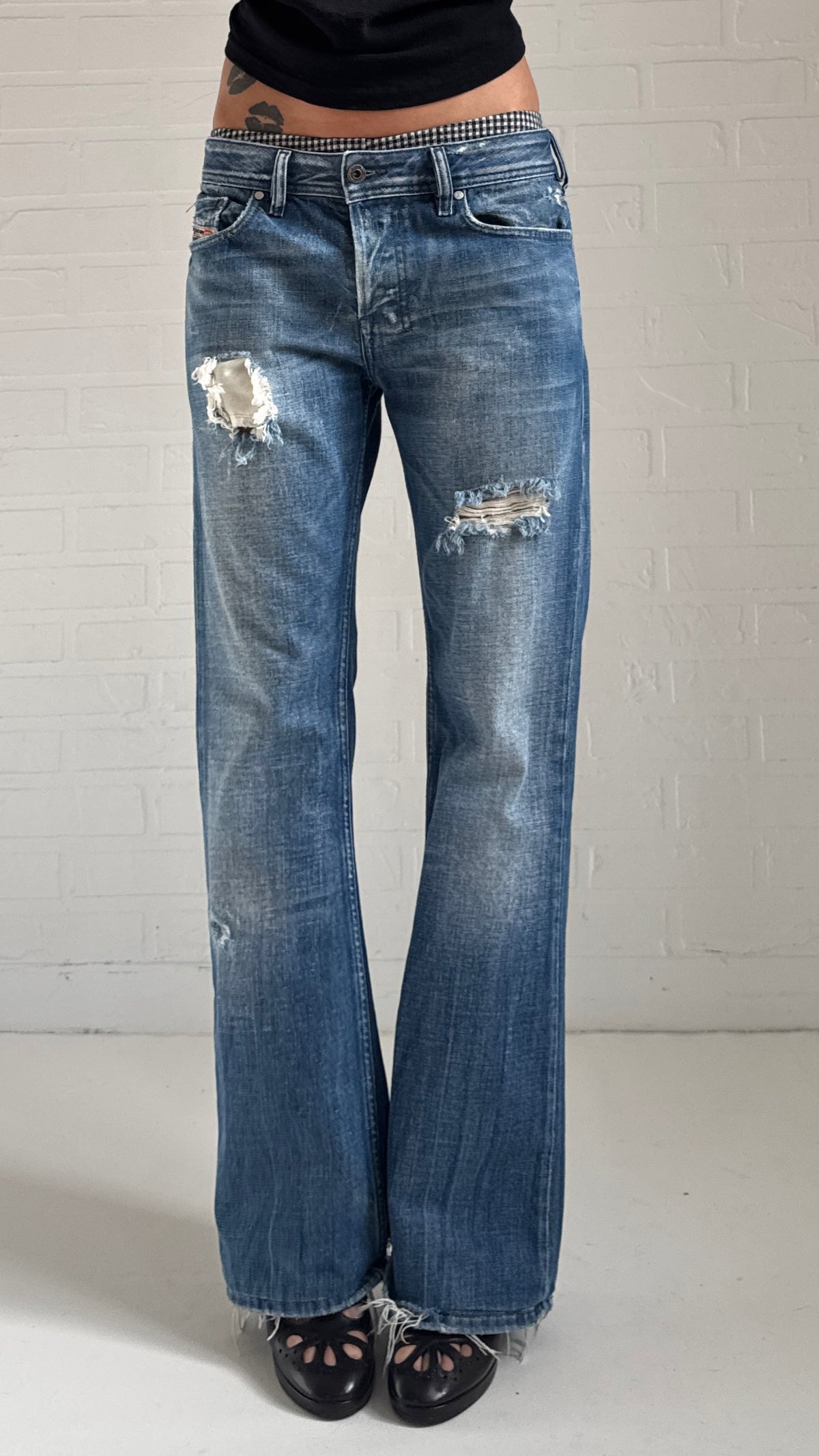 Distressed Bootcut Jeans