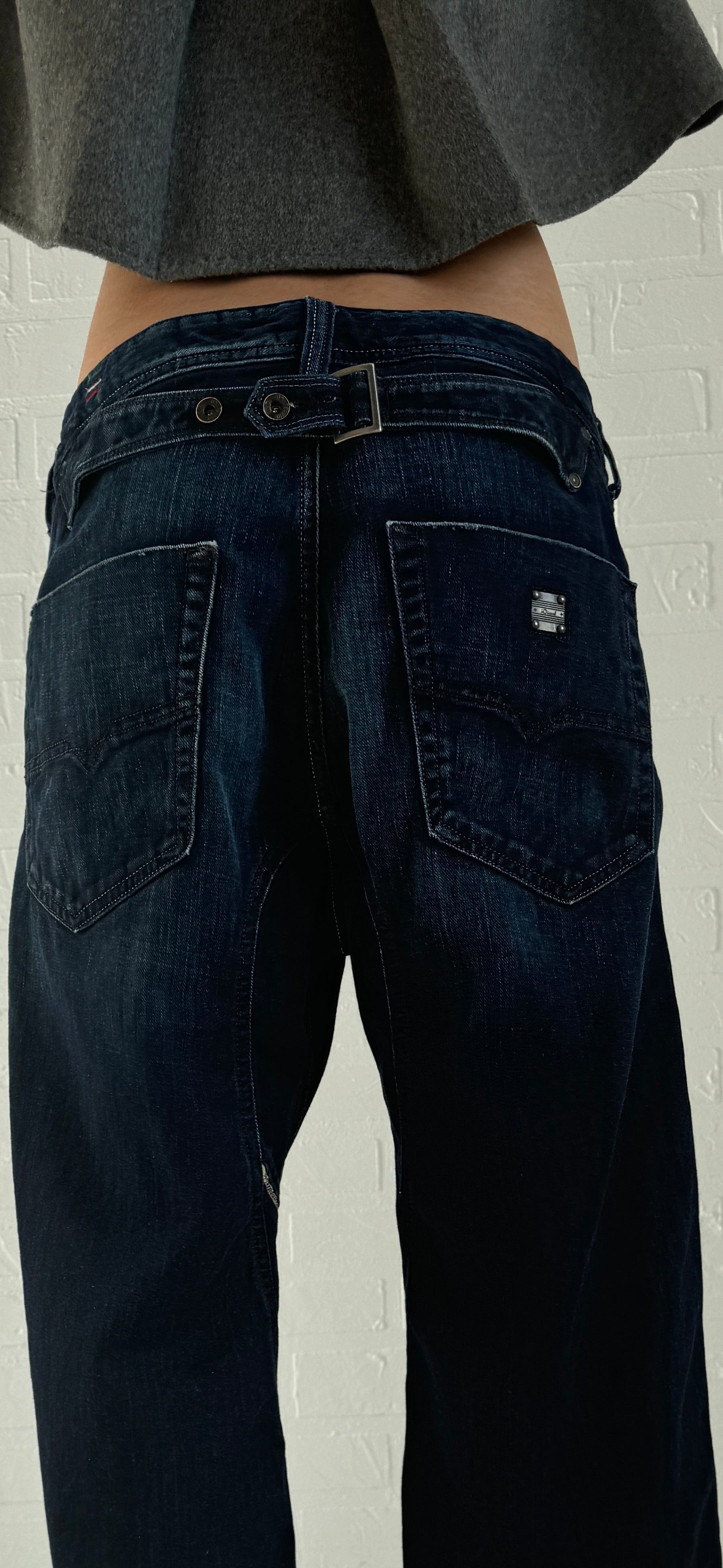 cinch back belt jeans