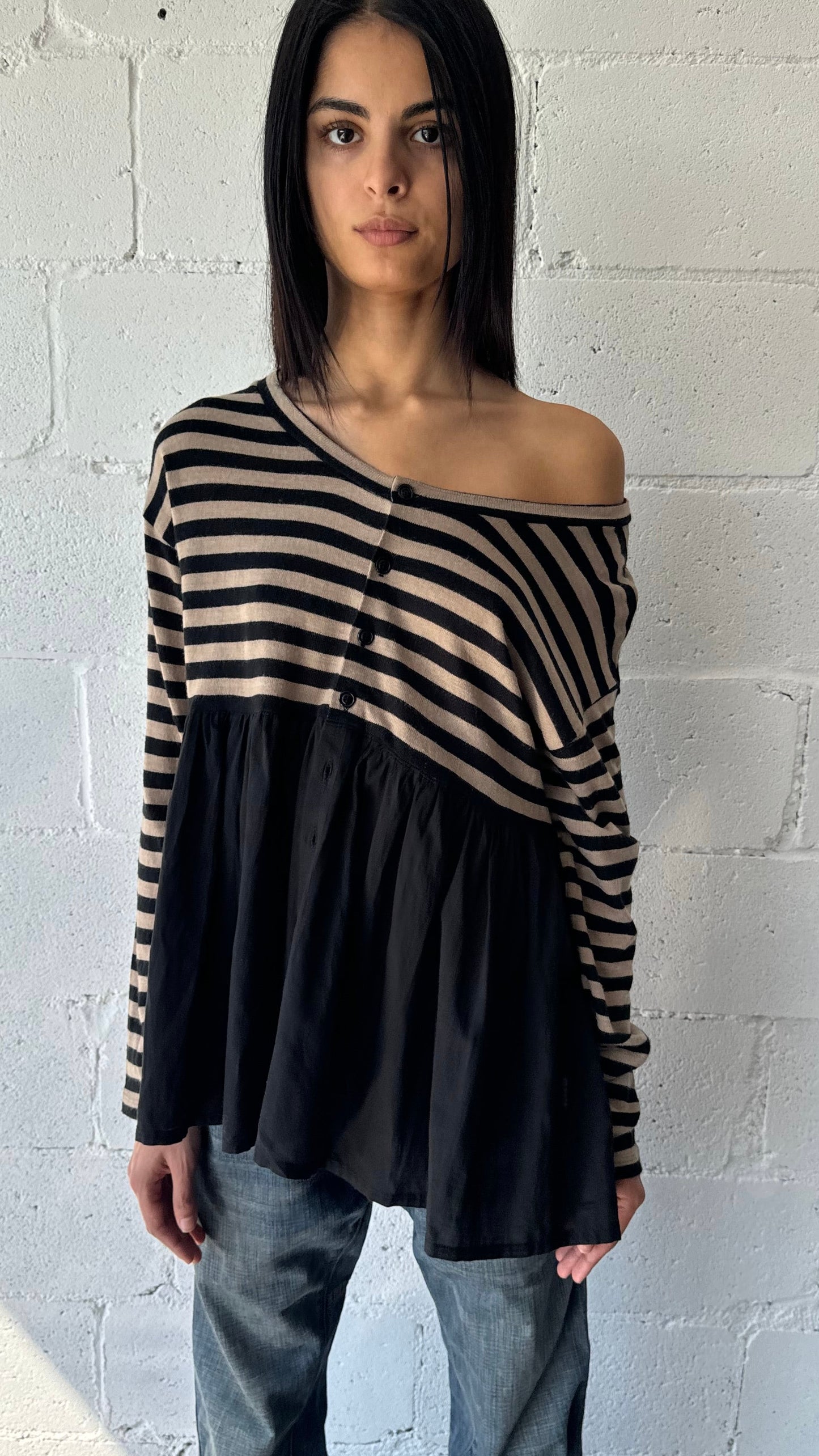 striped tiered cardigan