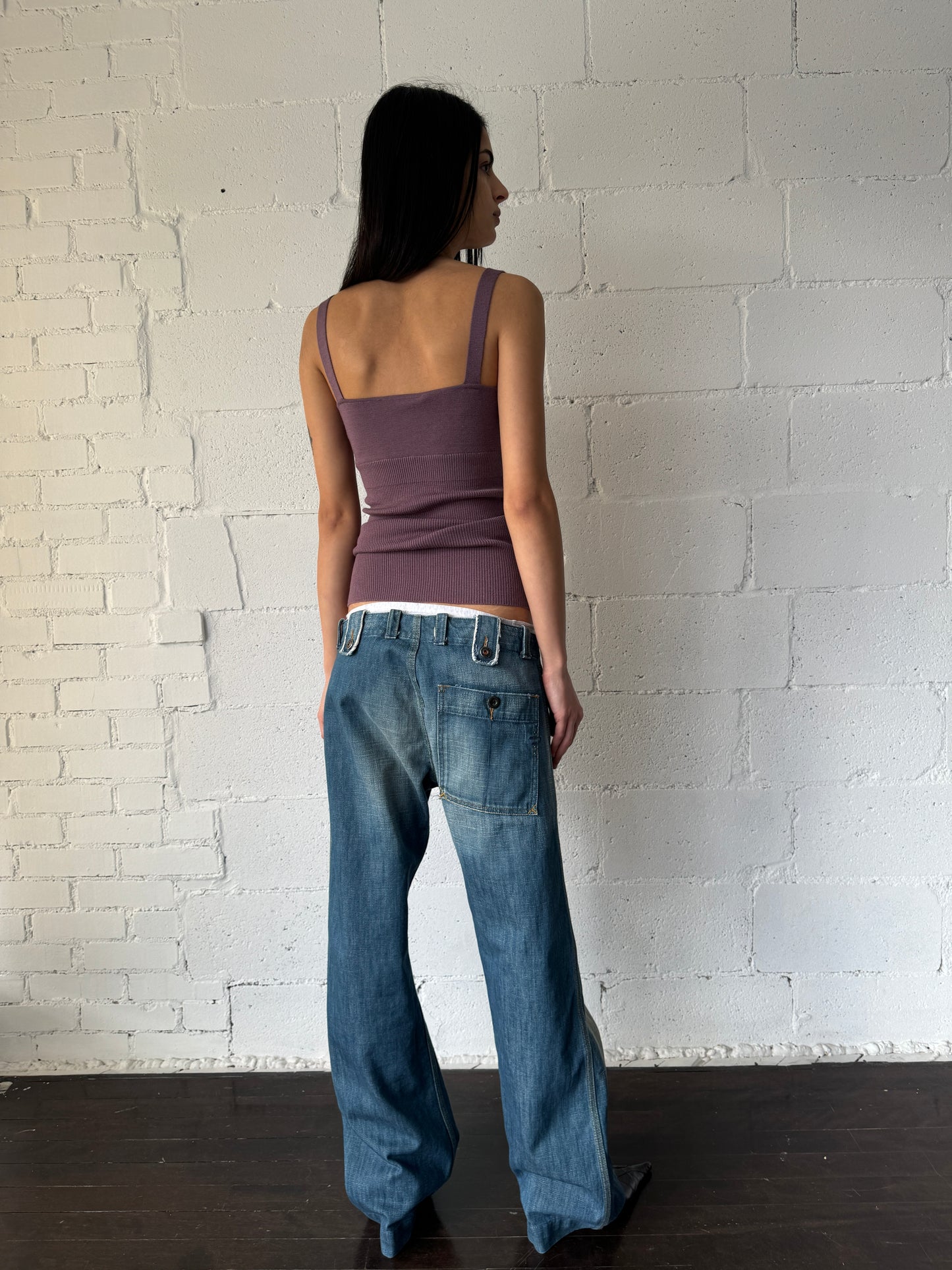 button pocket jeans / m