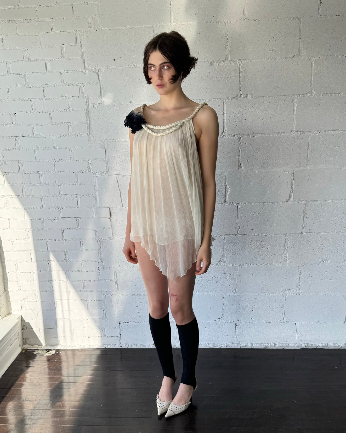 silk mini dress / white