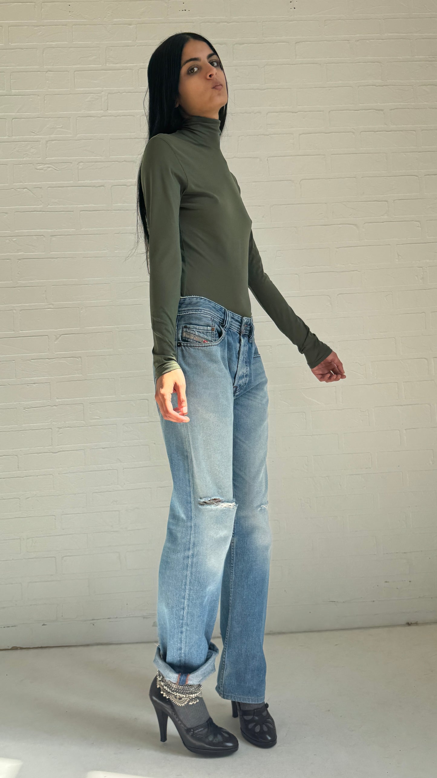 Distressed Faded Blue Jeans