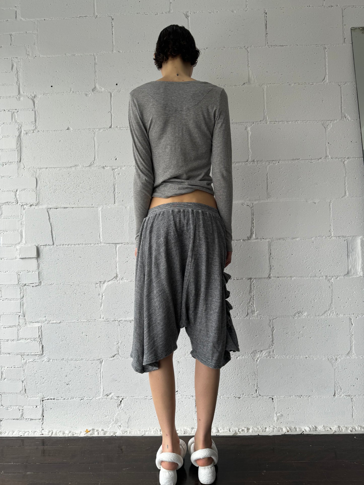 cotton knit jersey long-sleeve shirt / grey