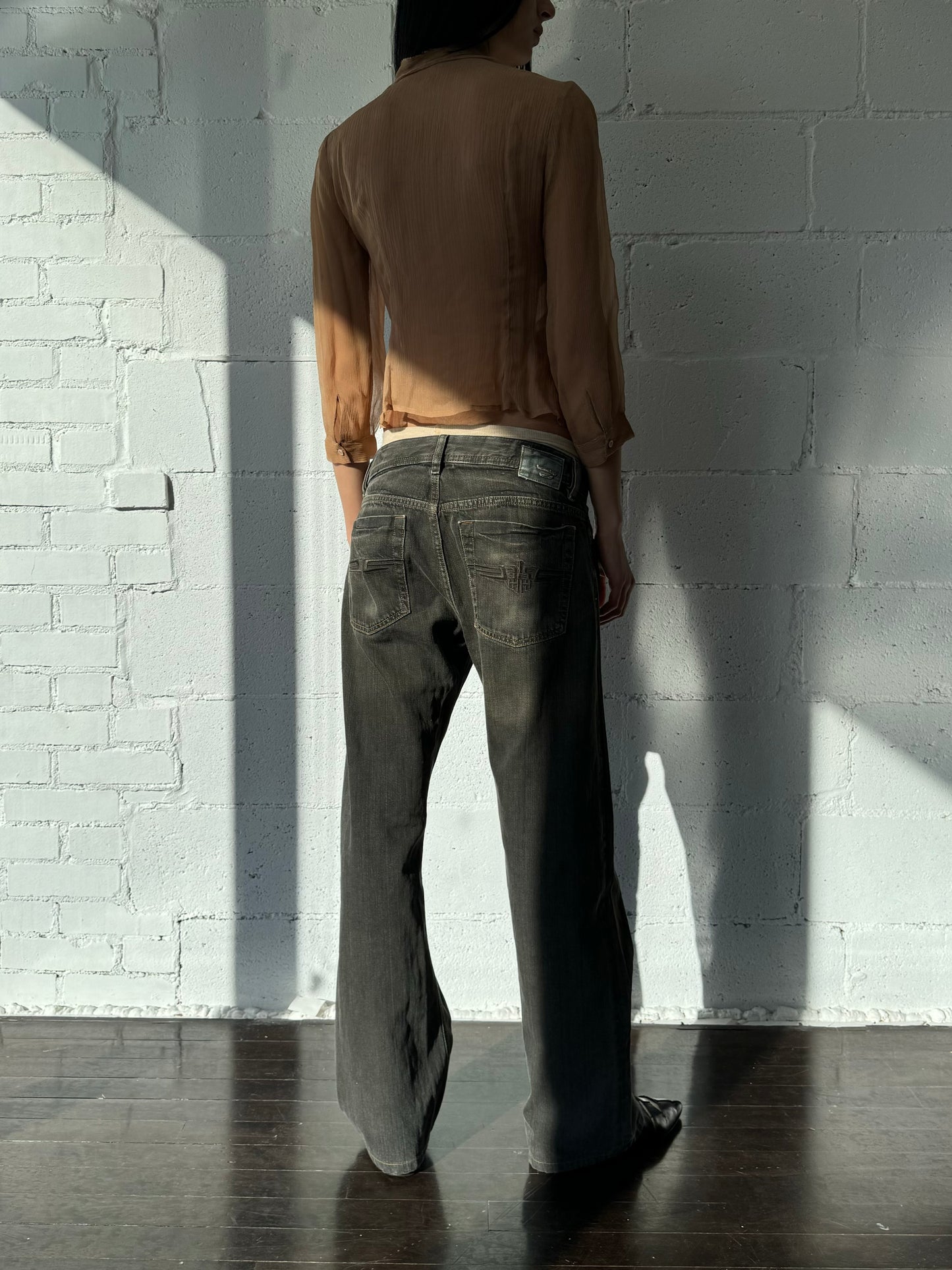 2 tone jeans grey black