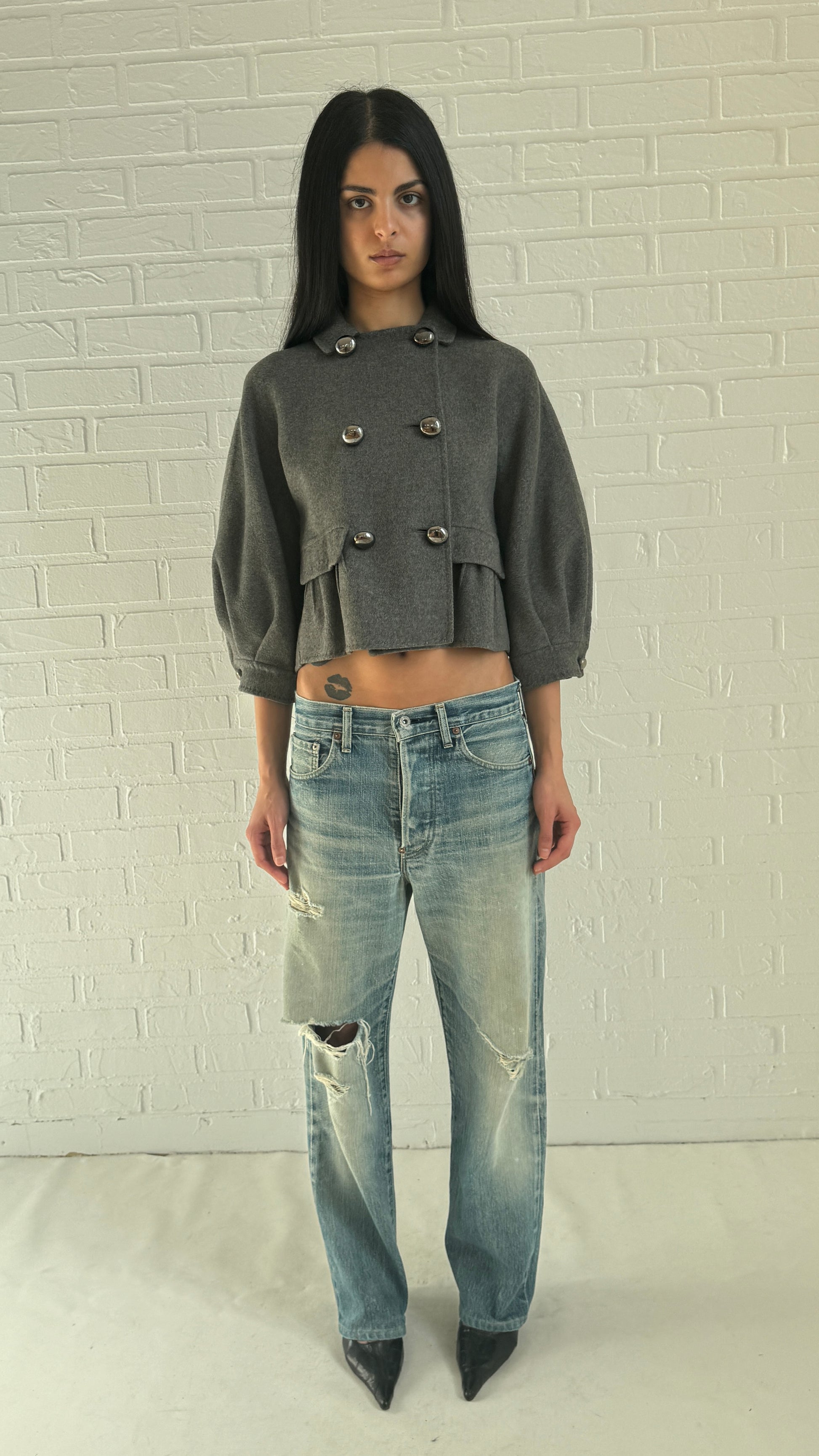 cropped pea coat