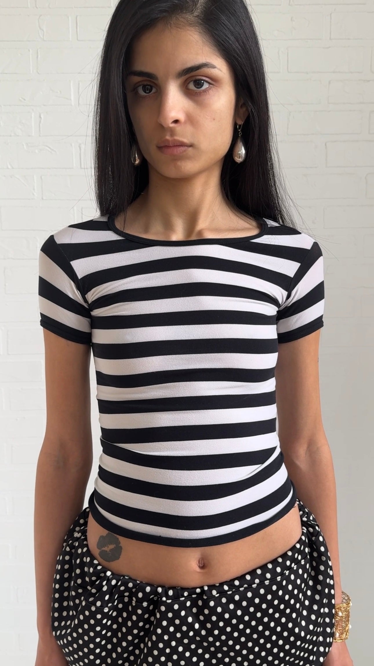 stretch striped baby tee