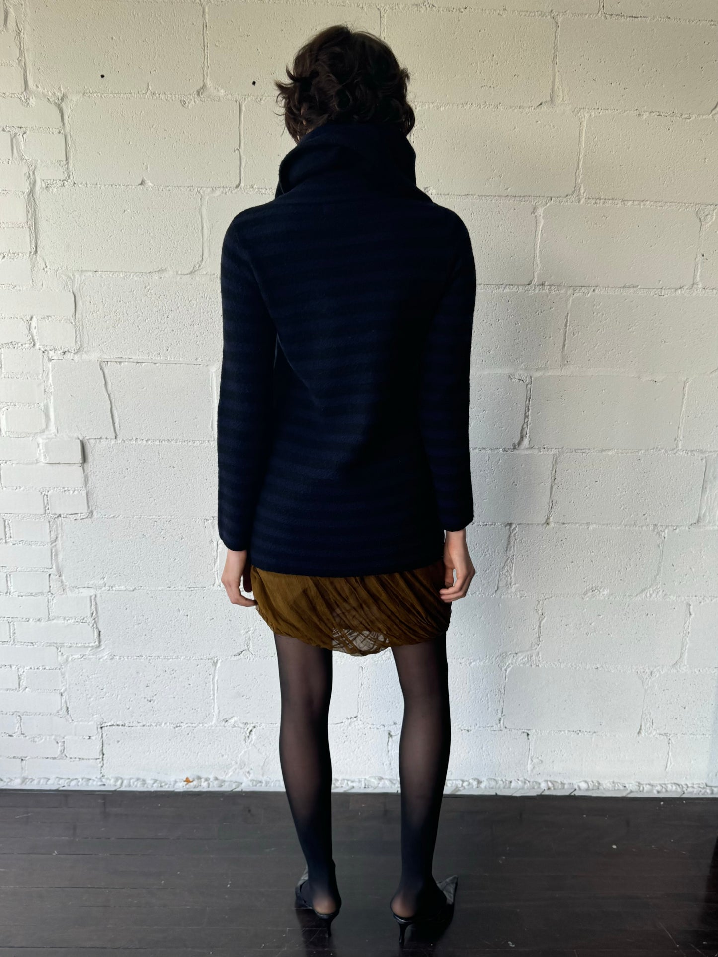 wool striped big collar jacket