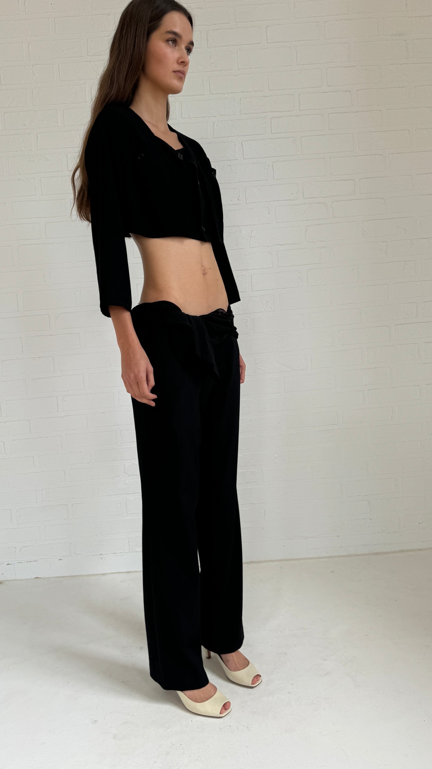 silk belt wool pants