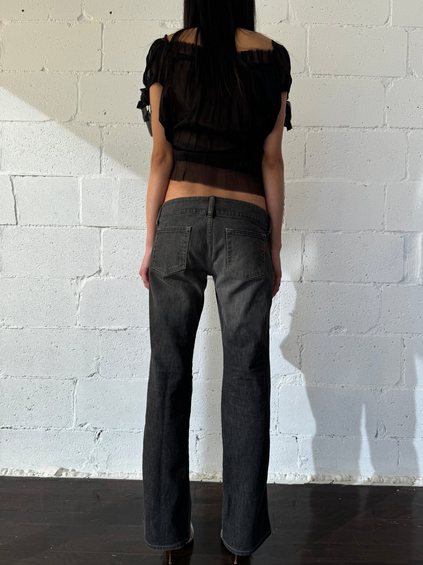 low rise stretch jeans black medium