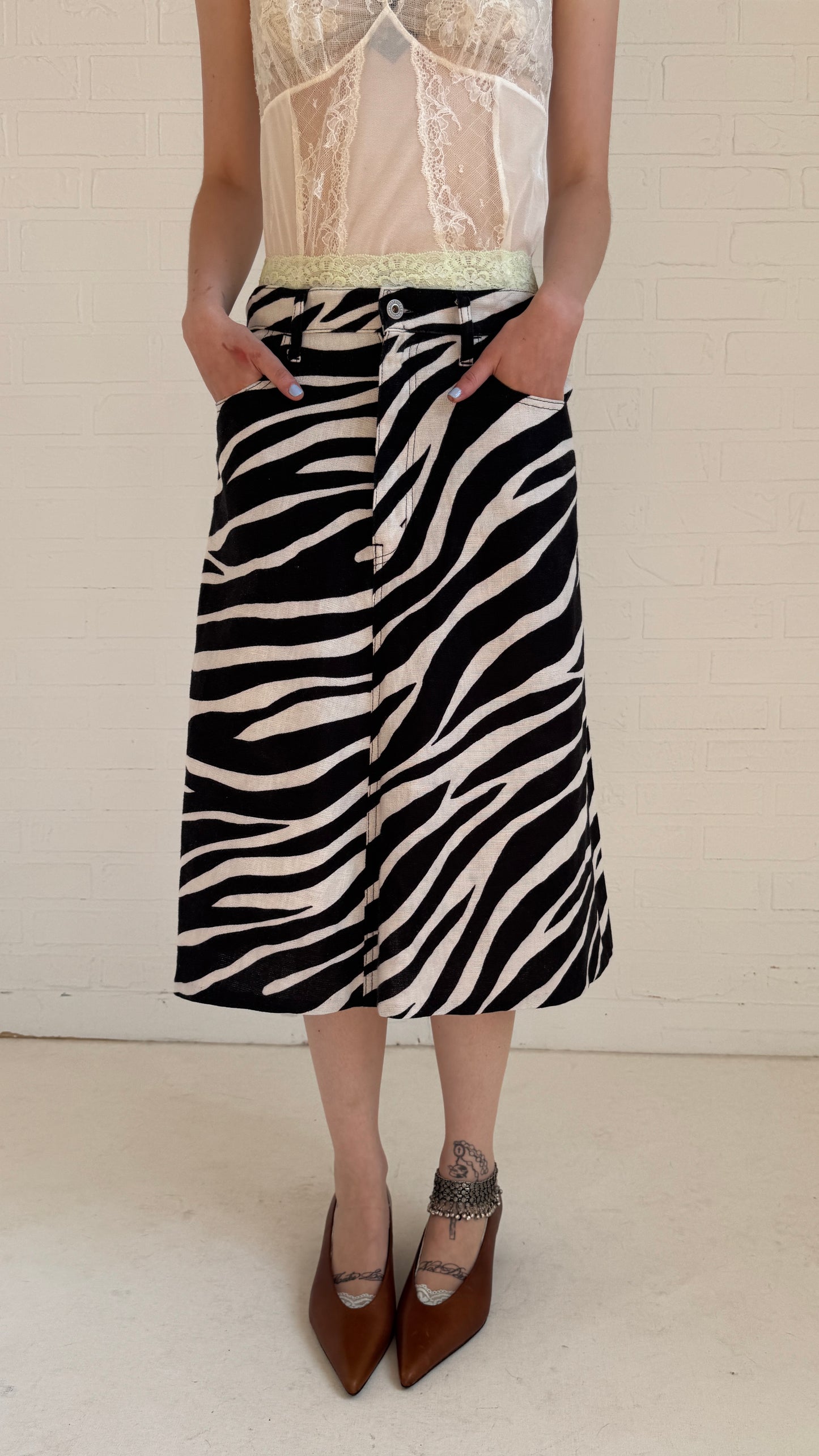 Linen Pocket Midi Skirt