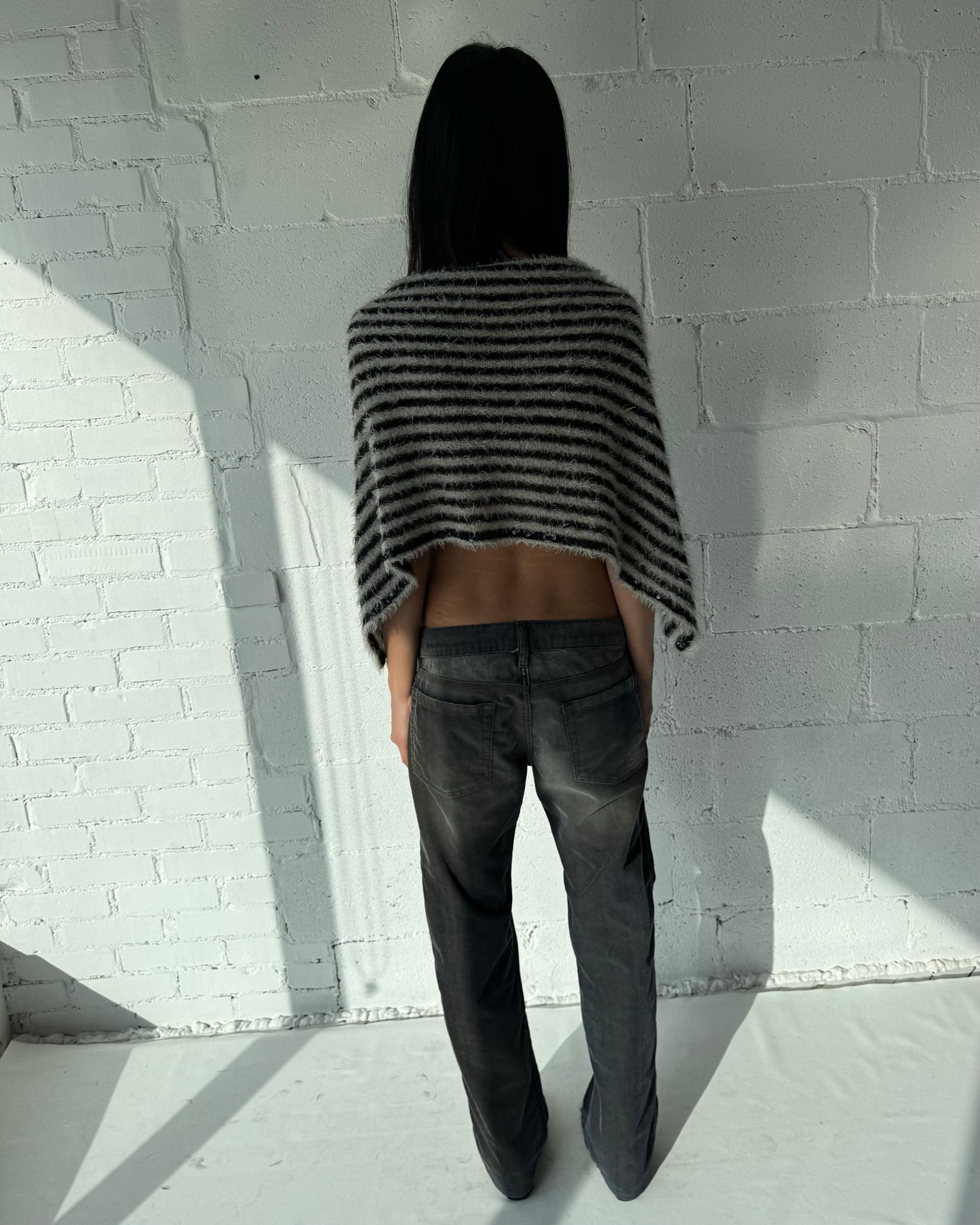 mohair cropped cardigan / stripe