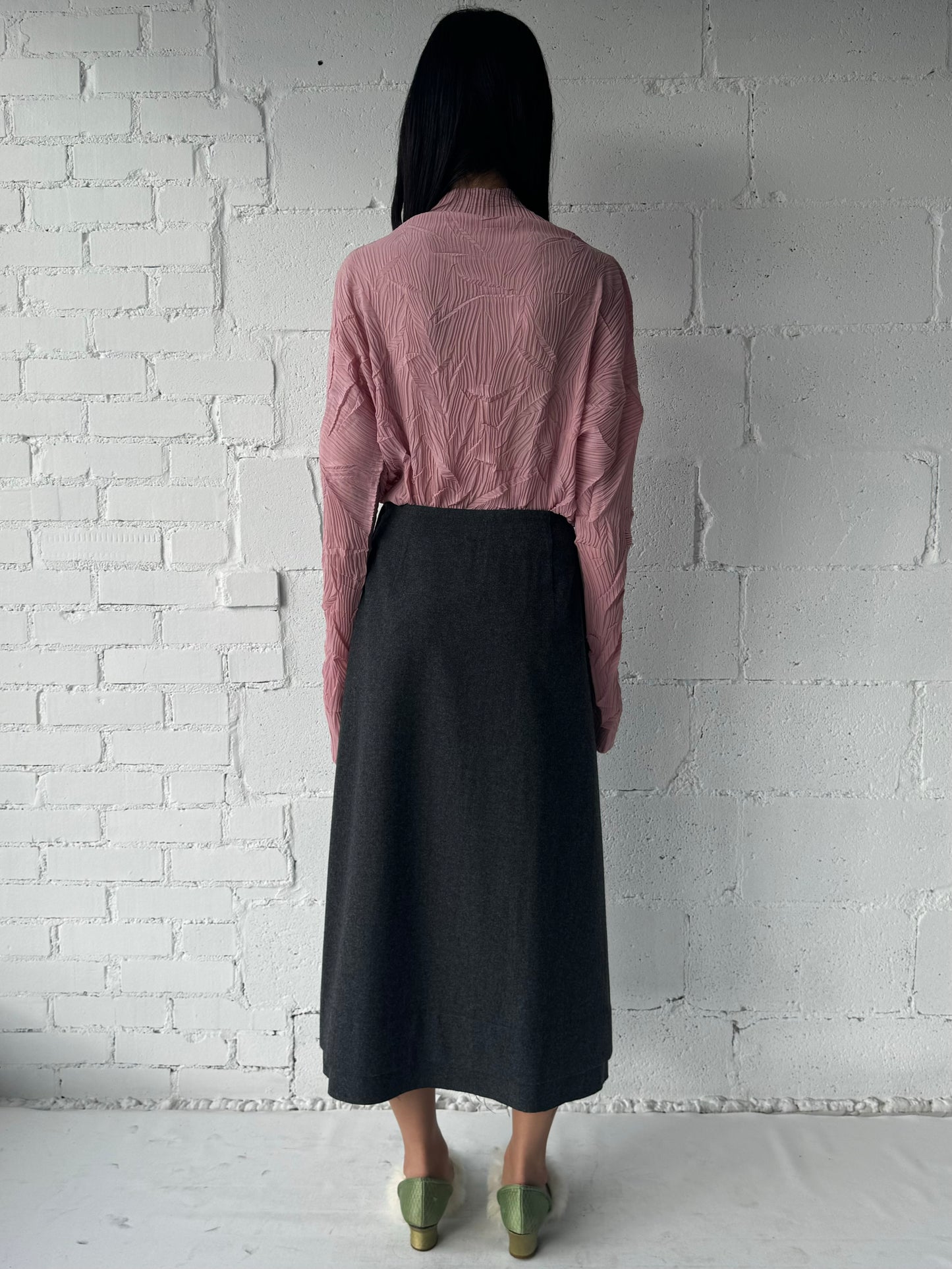 wool maxi skirt / grey / s