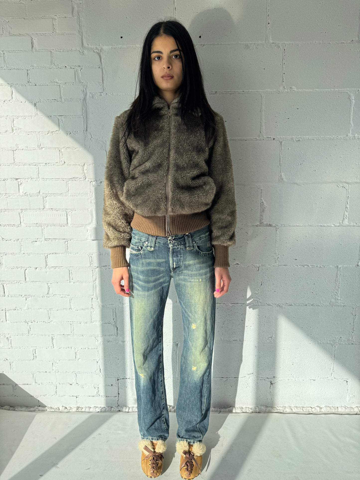 faux fur jacket / greige