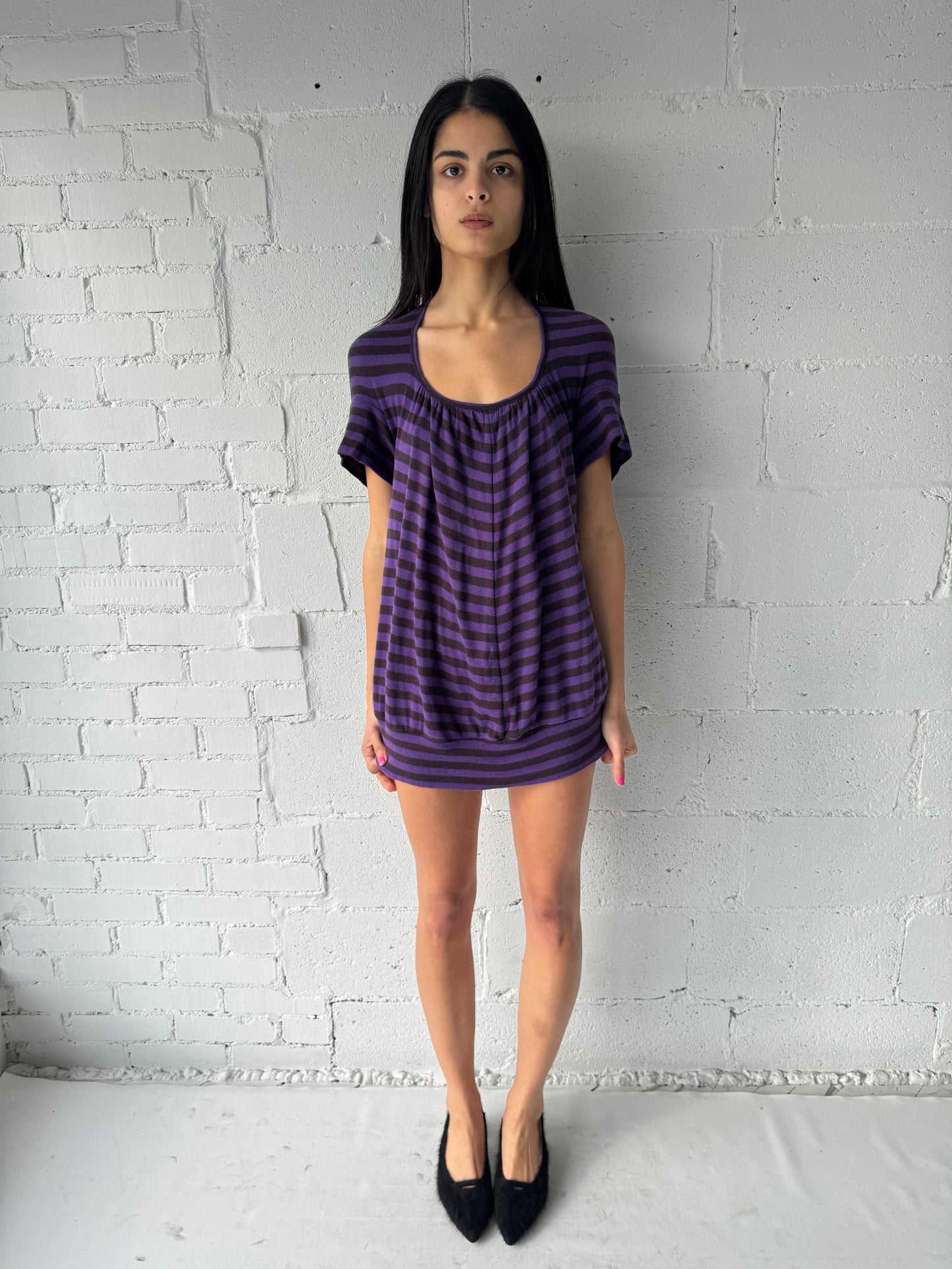 '07 mini dress purple / brown stripe