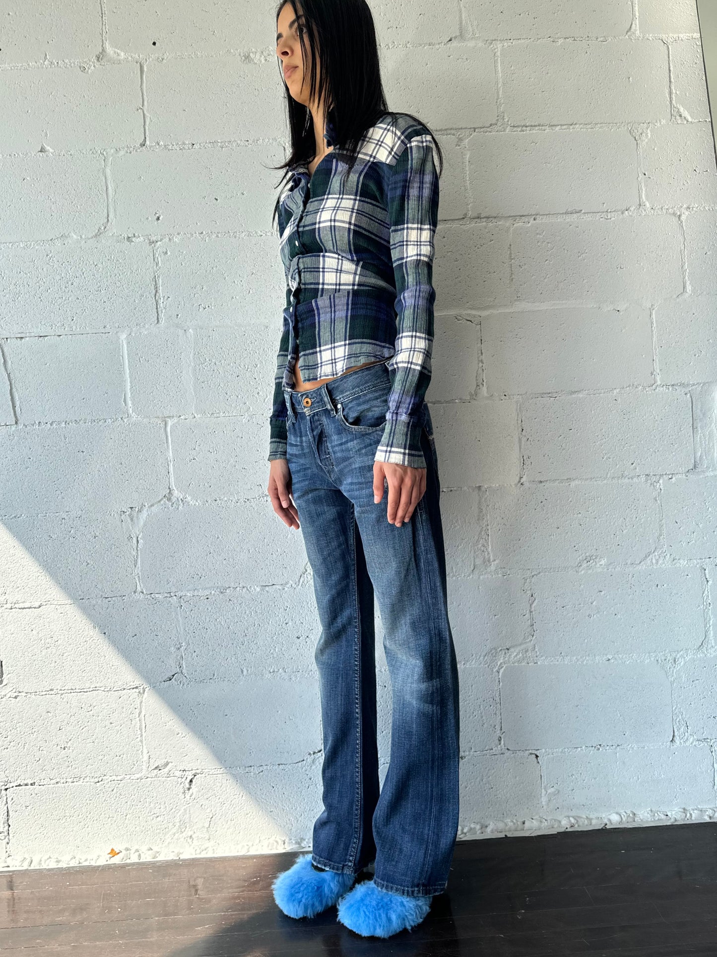 blue mid rise jeans small