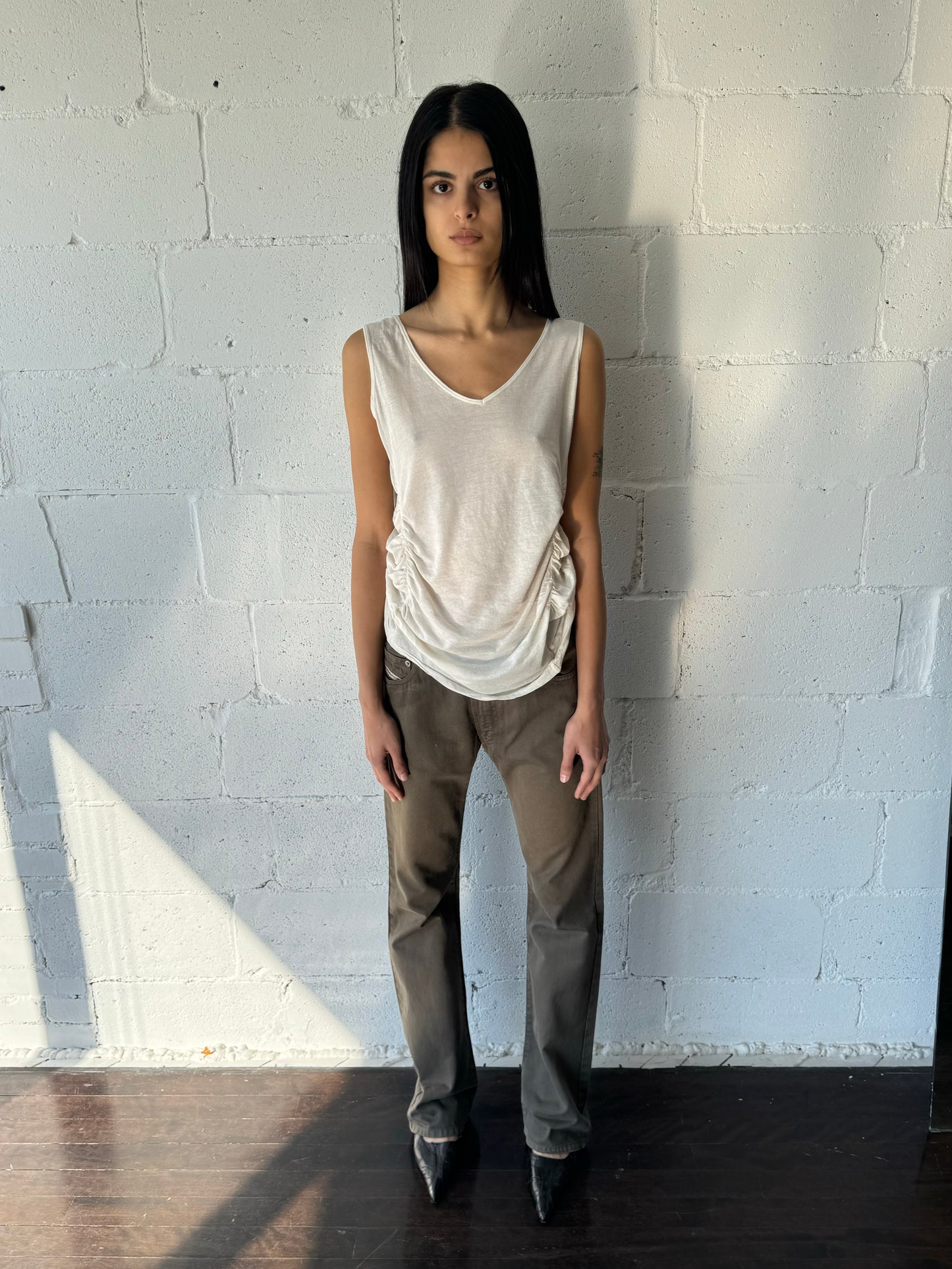 ruched cotton tank
