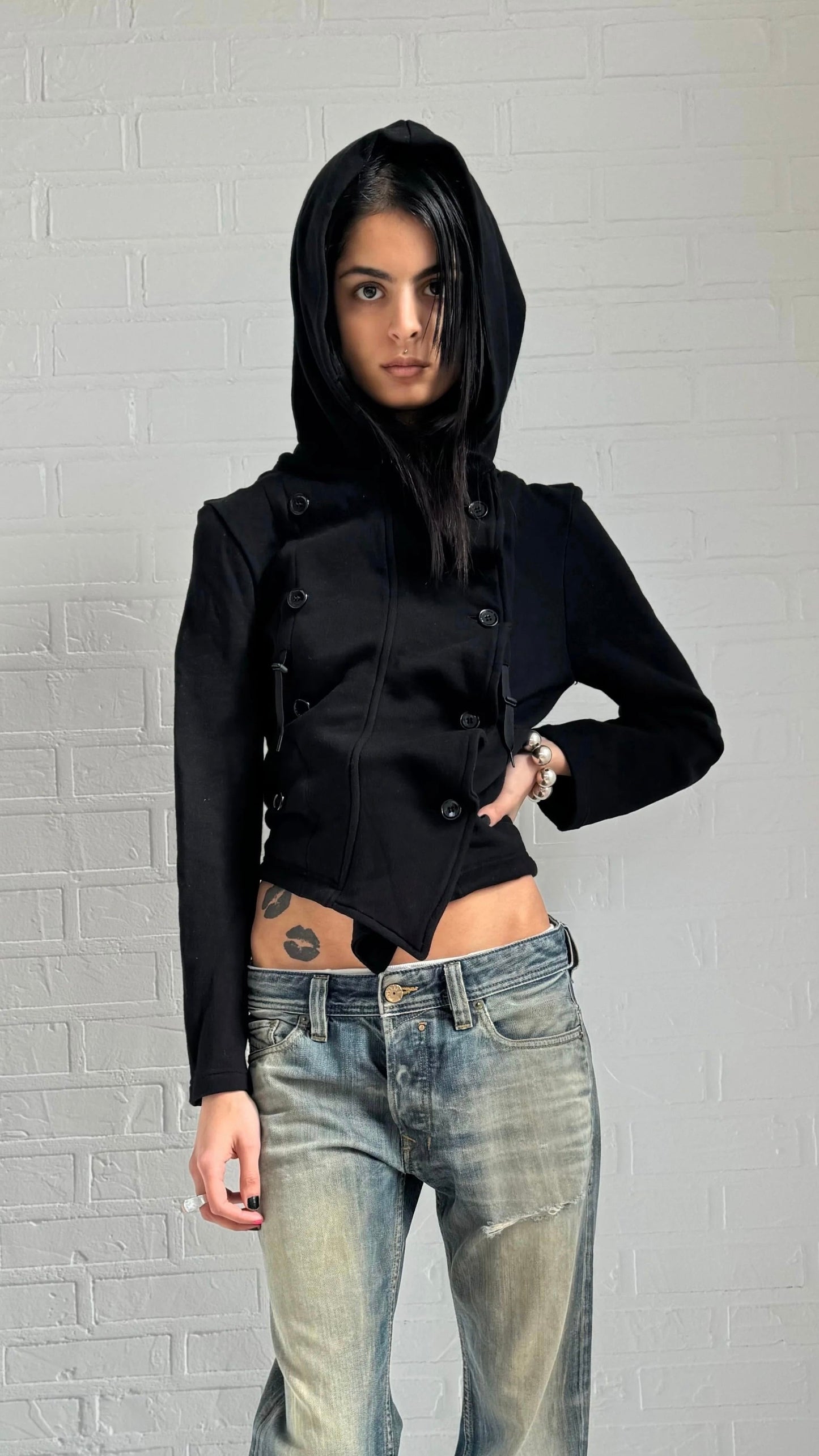 ruched hoodie jacket